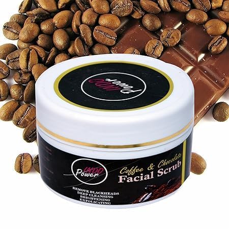 INDOPOWER Chocolate Coffee Face Scrub - Natural Exfoliator for Men & Women | Reduces Blackheads & Whiteheads | Clarifies Skin & Removes Dead Cells | Sulfate-Free & Paraben-Free | Suitable for All Skin Types | 100g | Perfect for Daily Skincare Routine & Sunburn Relief