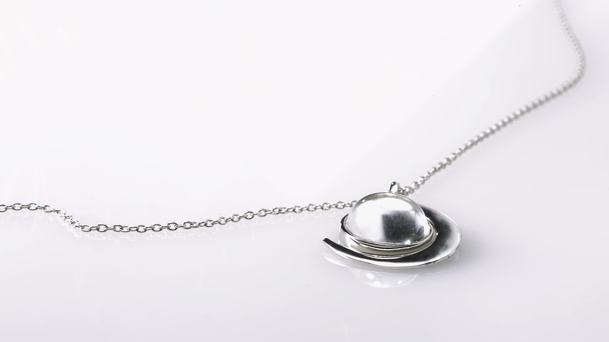 Moonlight Sterling Silver Necklace with Real Moon Dust & Meteorite - Elegant Valentine's Day Gift for Girlfriend, Birthday Jewelry for Wife, Women's Fashion Necklace (18