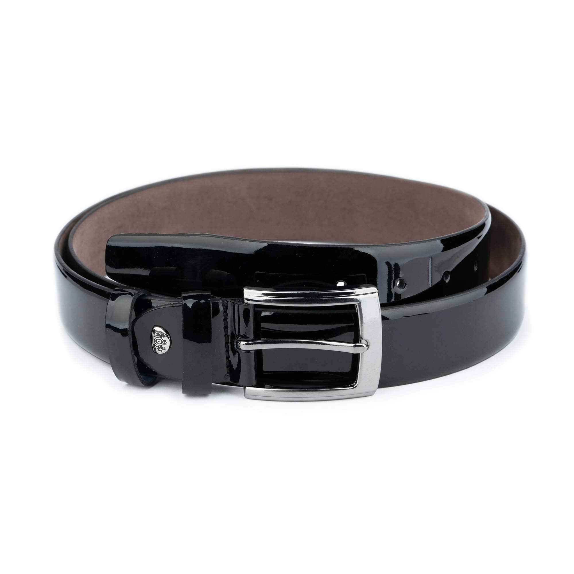 Premium Men's Luxury Belt - 3.5cm Wide Black Patent Leather Dress Belt for Business, Office & Formal Occasions