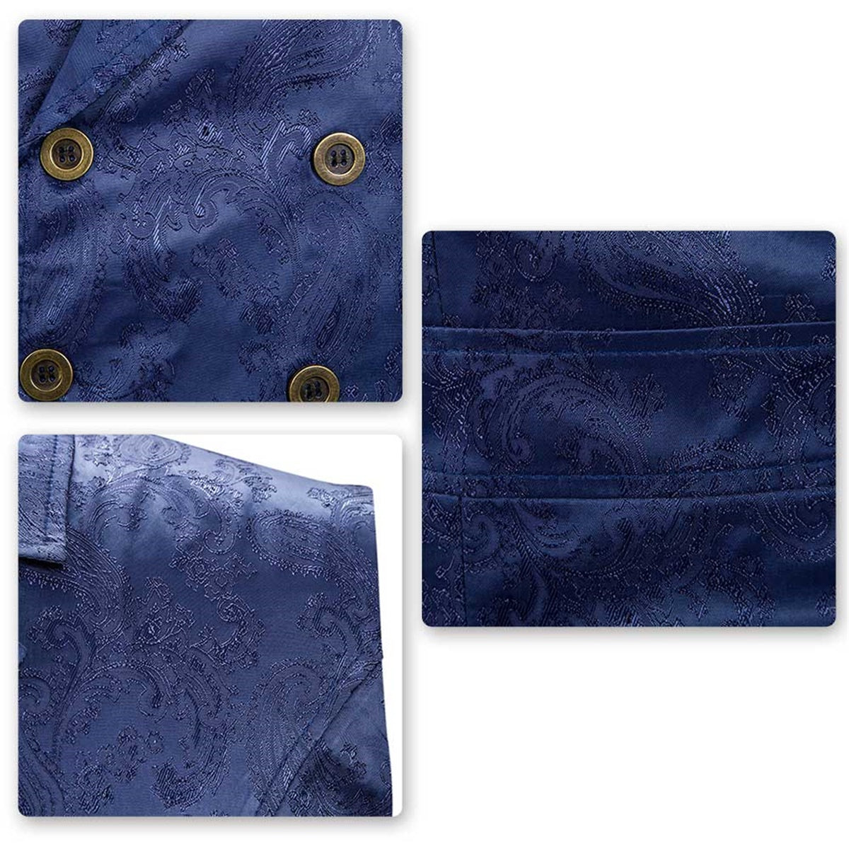 Stylish Navy Paisley Floral Sleeveless Vest Tailcoat for Women - Perfect for Weddings, Parties & Formal Events