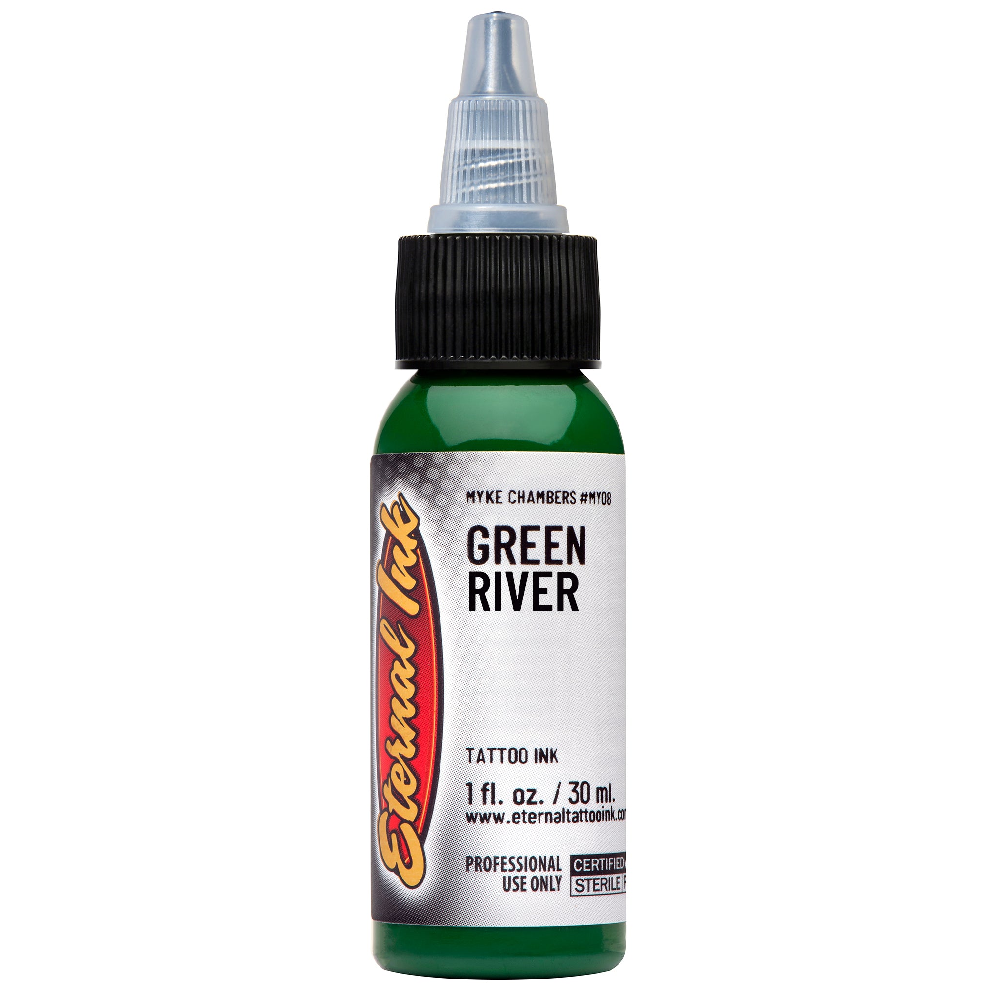 Eternal Myke Chambers Green River Ink 1oz - Premium Tattoo Ink for Professional Artists - Perfect for Tattooing, Body Art & Permanent Makeup
