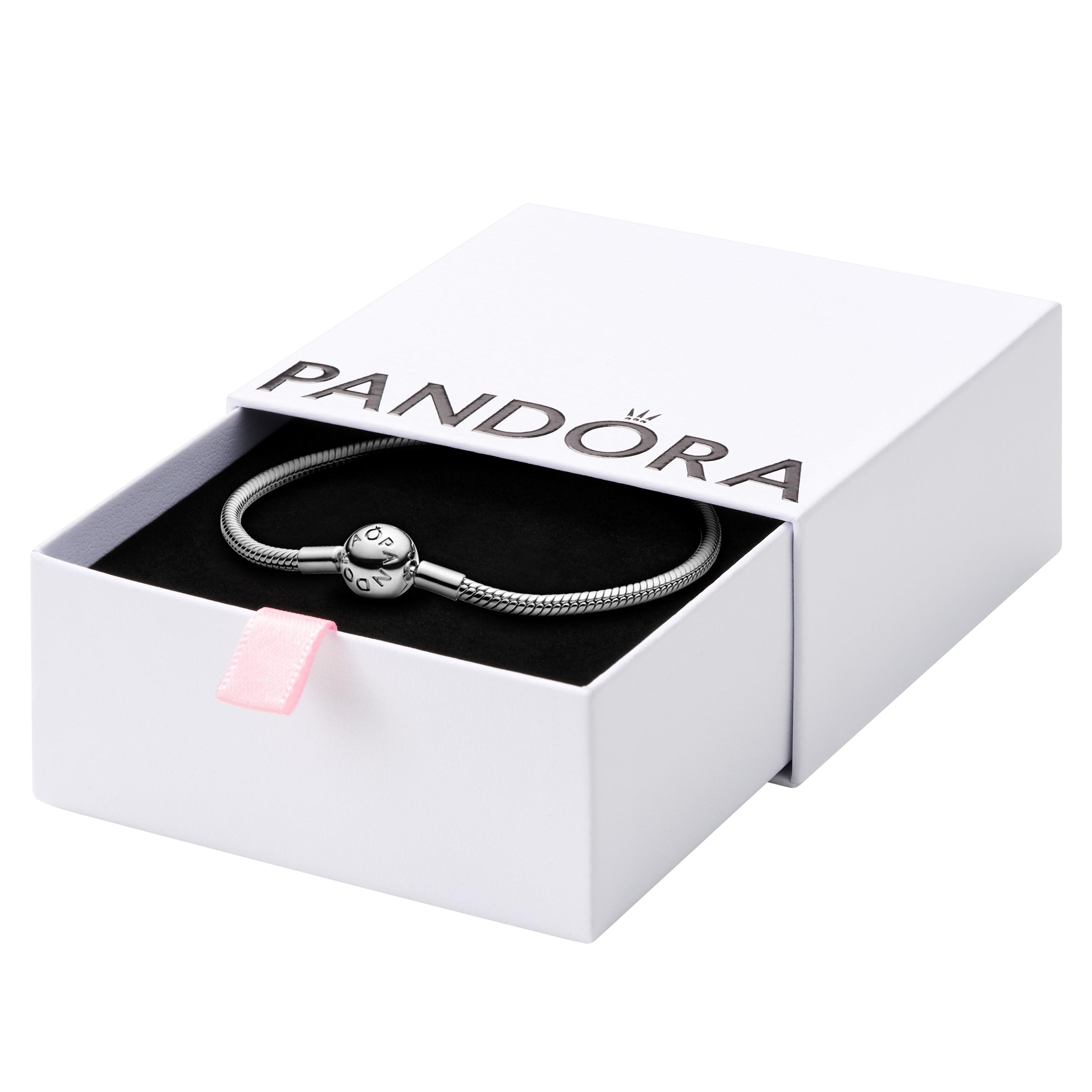 PANDORA Moments Snake Chain Bracelet for Women - Compatible with PANDORA Charms - Elegant Adjustable Jewelry Gift for Her with Gift Box - Perfect for Anniversaries, Birthdays & Special Occasions