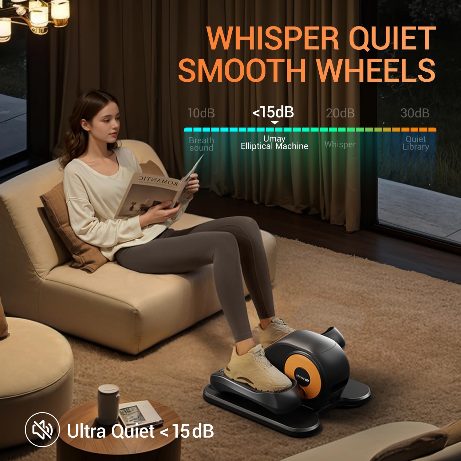 Under Desk Elliptical Machine - Quiet Electric Leg Exerciser for Seniors & Office Workers with 12 Speed Settings, Remote Control, Auto/Manual Modes | Home Office Fitness Equipment for Seated Workouts & Low-Impact Exercise