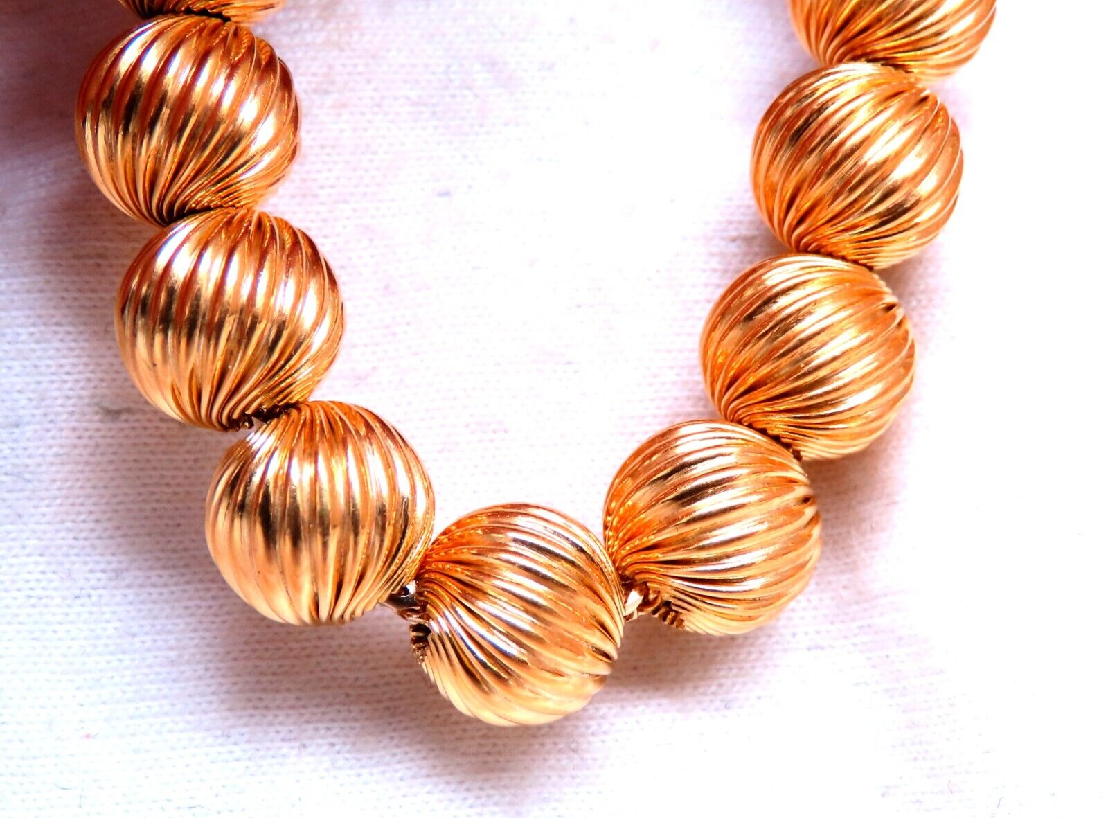 14kt Gold Barley Twist Beads Necklace - 52 Grams, 23 Inches - Elegant Statement Jewelry for Women, Perfect for Weddings, Parties & Special Occasions