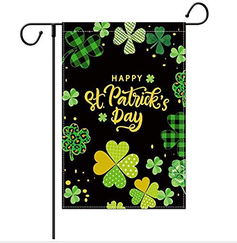 St. Patrick's Day Garden Flag - 12.5x18 Inch Double Sided Shamrock Clover Burlap Flag for Outdoor Decor, Yard & Patio Celebration | Perfect for Irish-Themed Parties & Spring Festivals