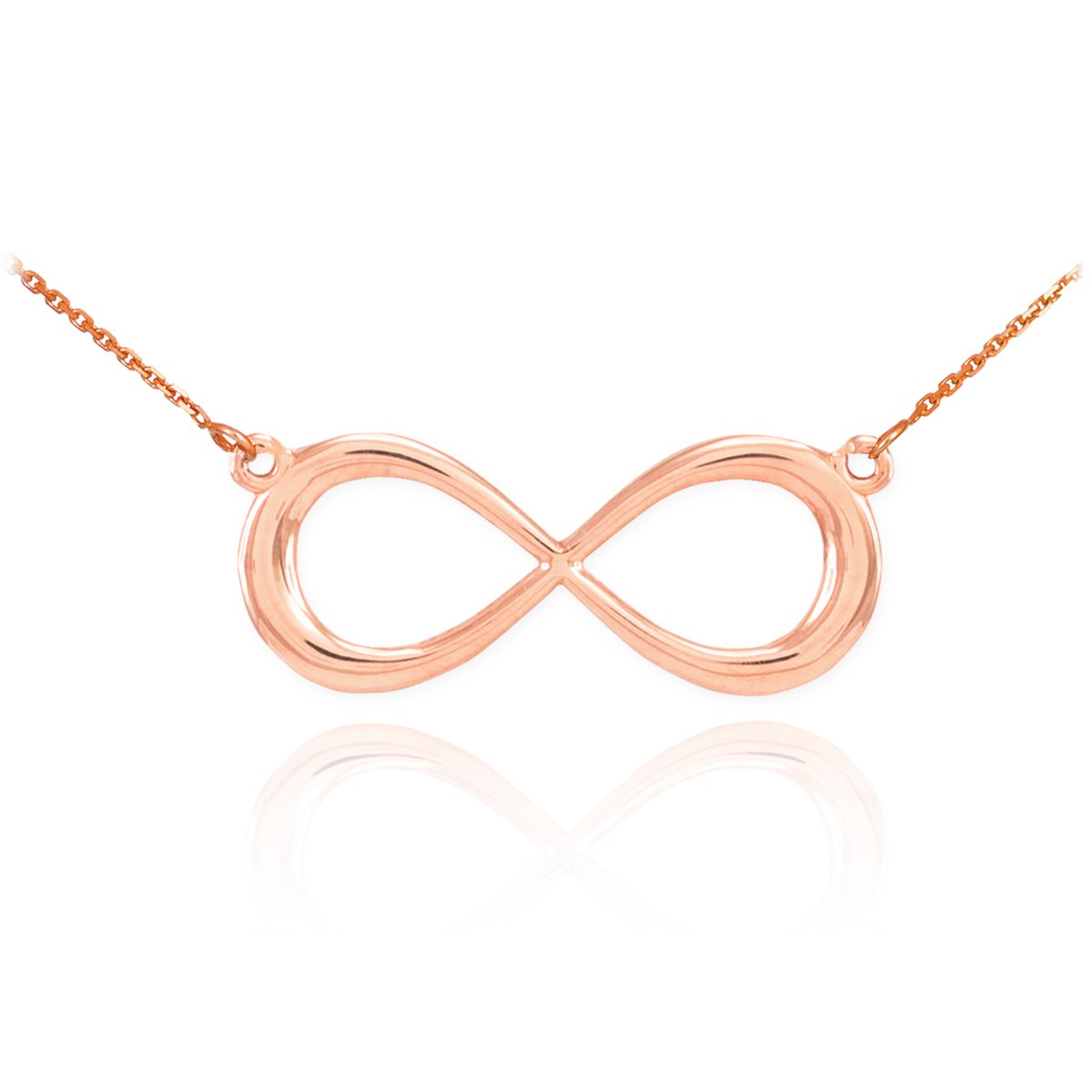 14K Rose Gold Dainty Forever Infinity Necklace for Women - Elegant Polished Pendant with Chain - Perfect for Anniversary, Valentine's Day & Everyday Jewelry Gift