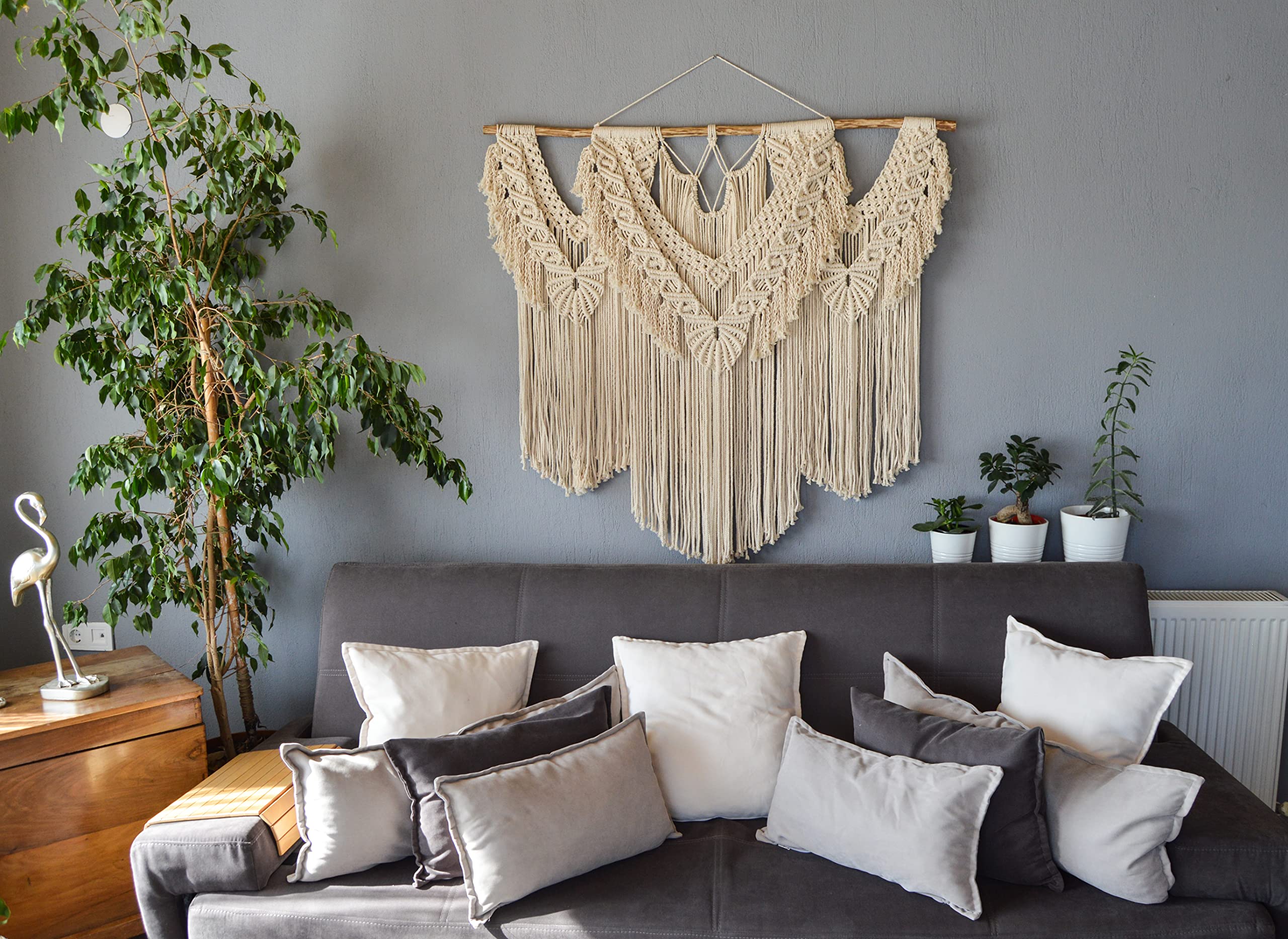 Extra Large Macrame Wall Hanging - Boho Wall Decor for Bedroom, Living Room & Dorm | Handwoven Yarn Tapestry, Aesthetic Wall Art, Macrame Headboard - Perfect for Bohemian Home Decor & Cozy Room Aesthetics
