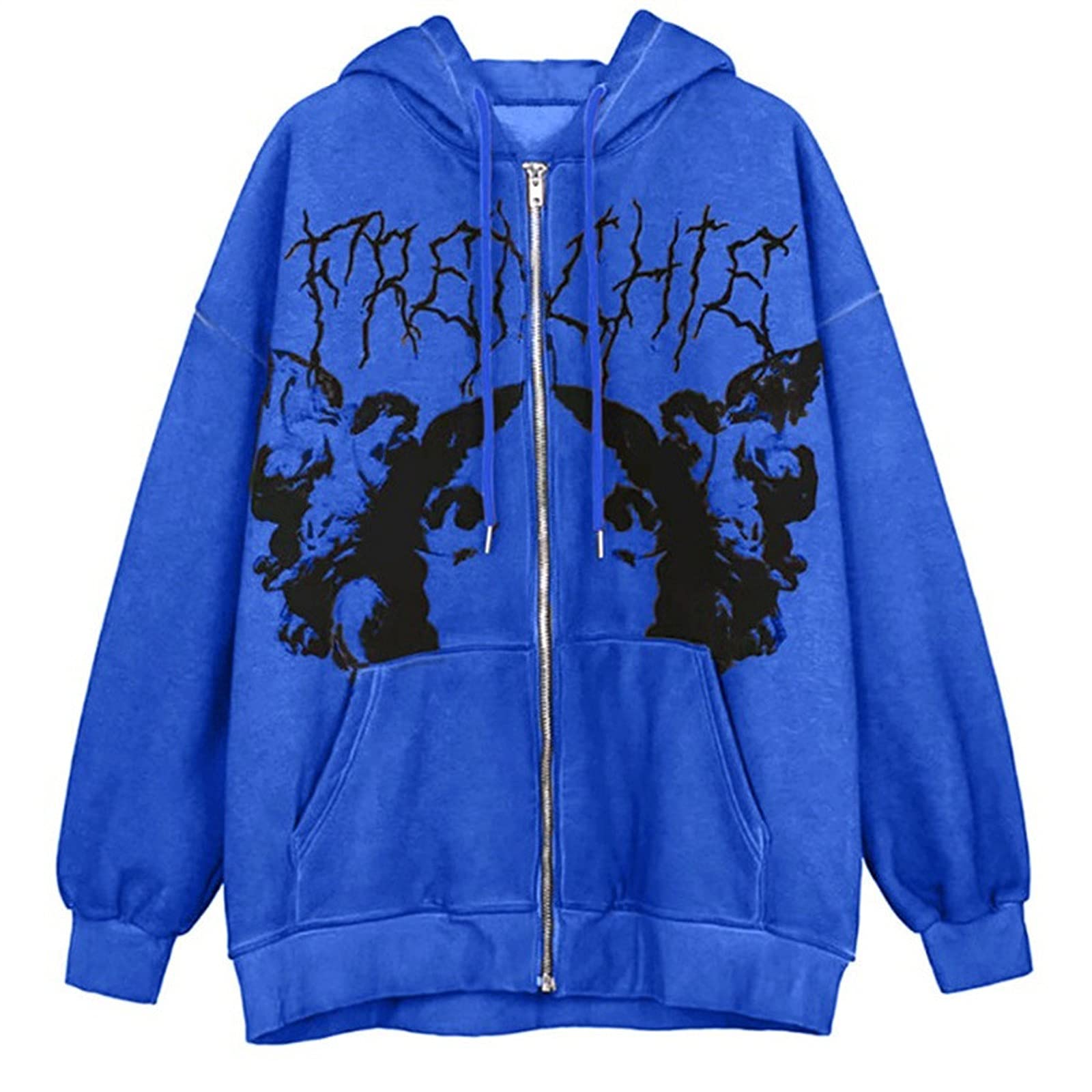 Women's Oversized Zip Up Hoodie - Long Sleeve Printed Sweatshirt Jacket for Streetwear & Casual Outfits | Perfect for Layering, Gym, Running Errands & Cozy Loungewear