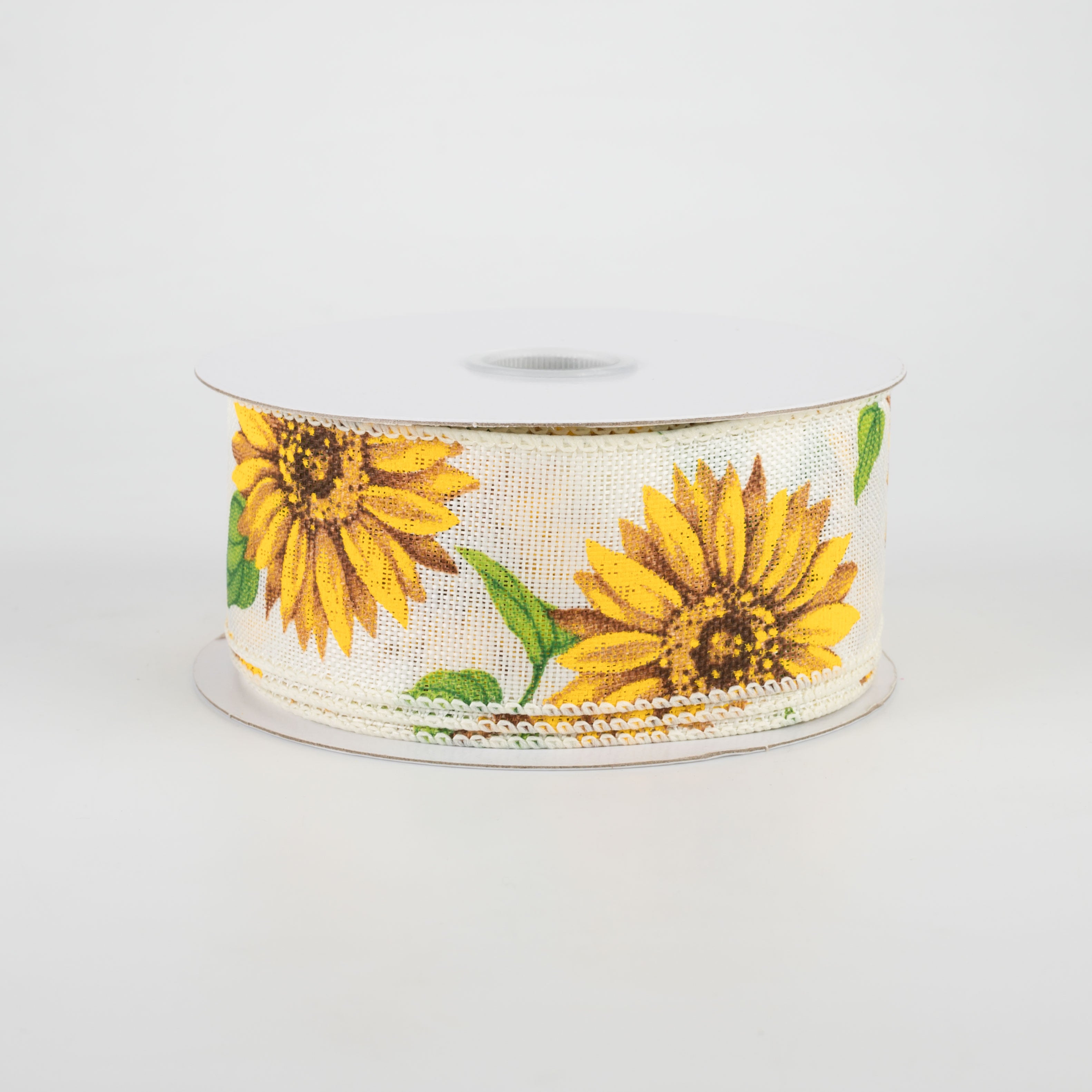 1.5 Inch Linen Sunflower Ribbon - Ivory (10 Yards) for DIY Crafts, Gift Wrapping, Wedding Decorations and Scrapbooking