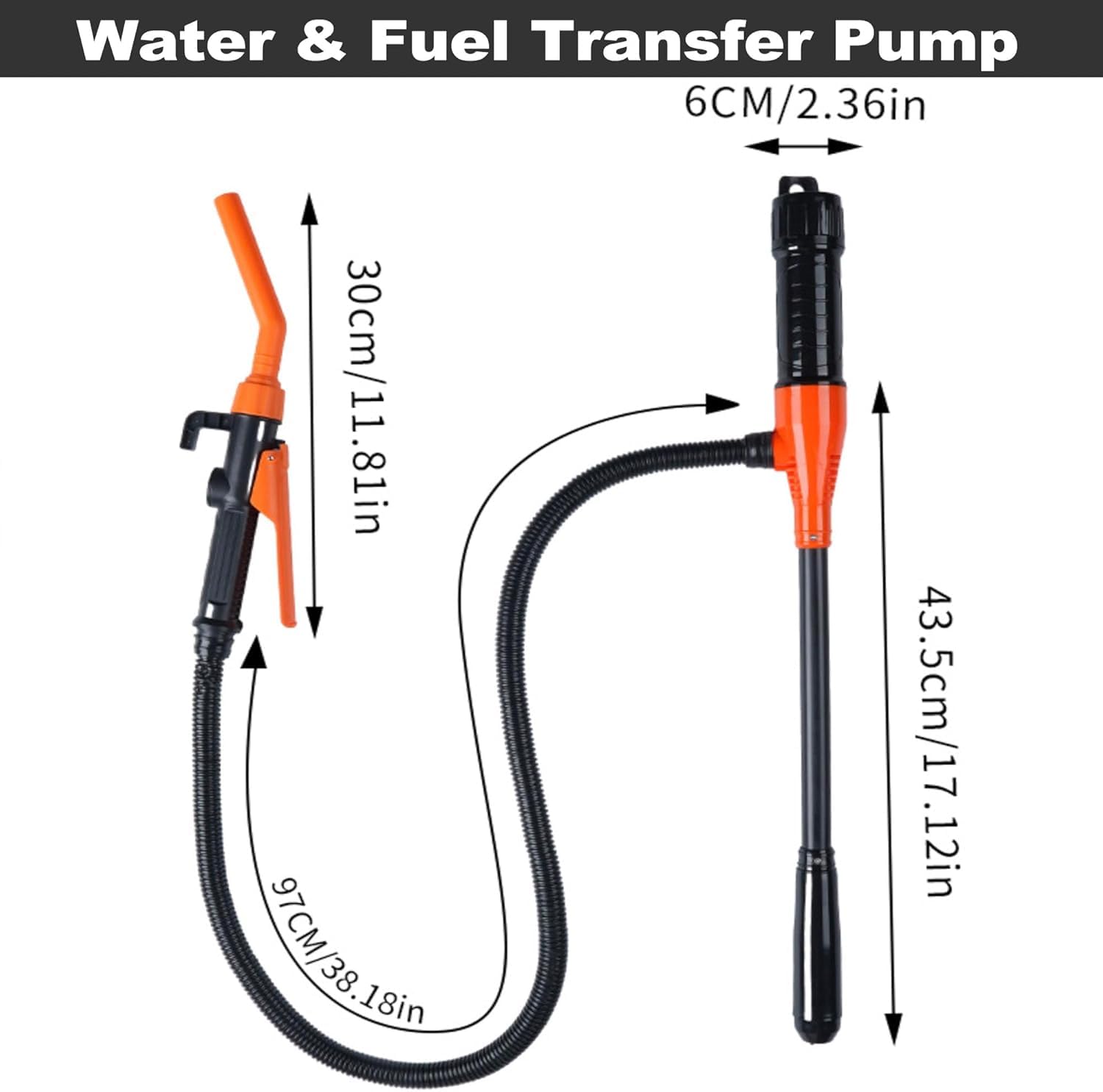 Portable Battery-Powered Gas Pump - 12V Electric Fuel Transfer Pump for Cars, Boats, Lawn Mowers - Compact & Safe Gas Can Pump with Auto Shutoff (Orange) - Perfect for Emergency Fuel Transfer, Garage Storage & Outdoor Activities