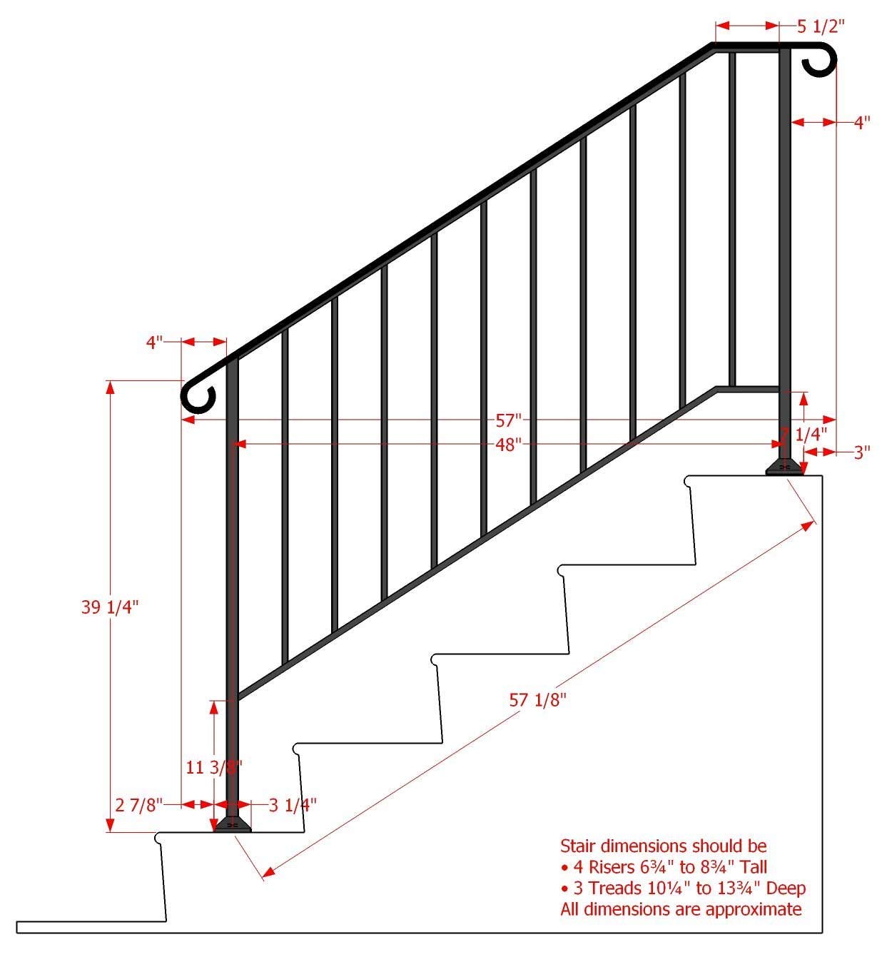 Iron X Handrail Picket #4 for Brick or Paver Steps - Durable Outdoor Stair Railing Support for Patio, Deck, and Garden Safety