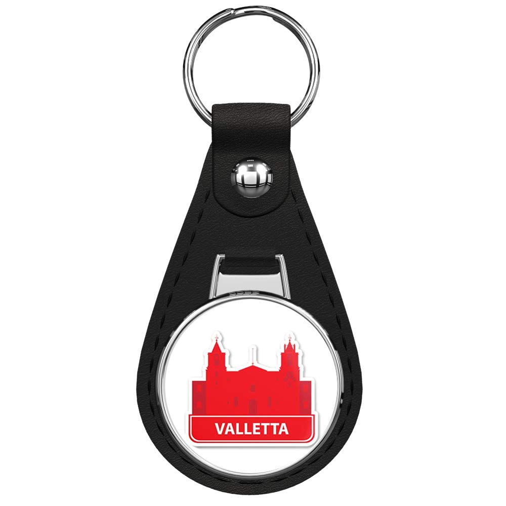Valletta Genuine Black Leather Keychain with Silver Keyring - Premium Key Holder for Men & Women - Perfect for Home, Office, Car Keys and Gift Giving