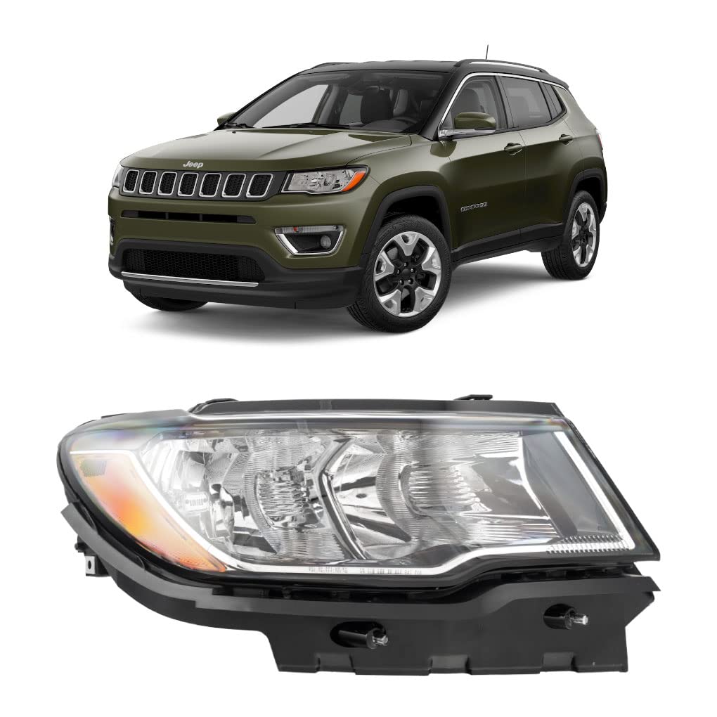 CONCEPT Replacement Headlights for 2017-2020 Jeep Compass - Right Passenger Side Halogen Headlamp Assembly - Perfect for Night Driving & Off-Road Adventures