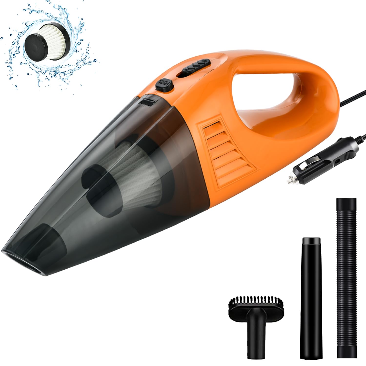 Vanleonet 12V High Power Handheld Car Vacuum Cleaner - Portable & Lightweight with 16ft Cord, Multi Accessories - Perfect for Car, Home, Office & Pet Hair Cleaning - Ideal for Quick Spills, Upholstery & Tight Spaces