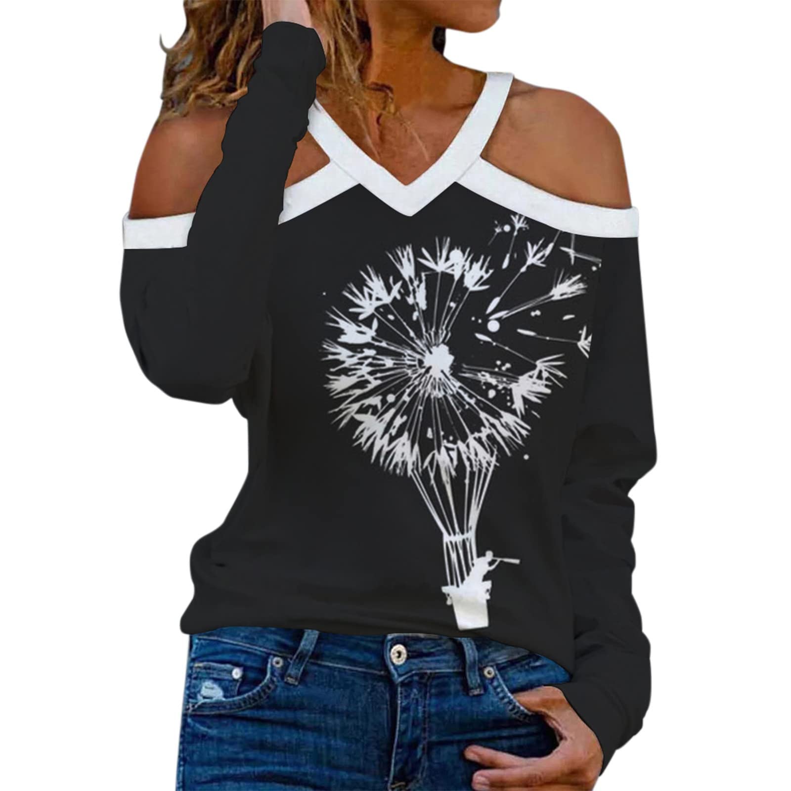 Women's Long Sleeve Workout Shirts - 3D Digital Print Activewear Tops for Yoga, Running & Gym - Sexy V-Neck Pullover Blouses for Spring - Easy Match Casual & Athletic Wear