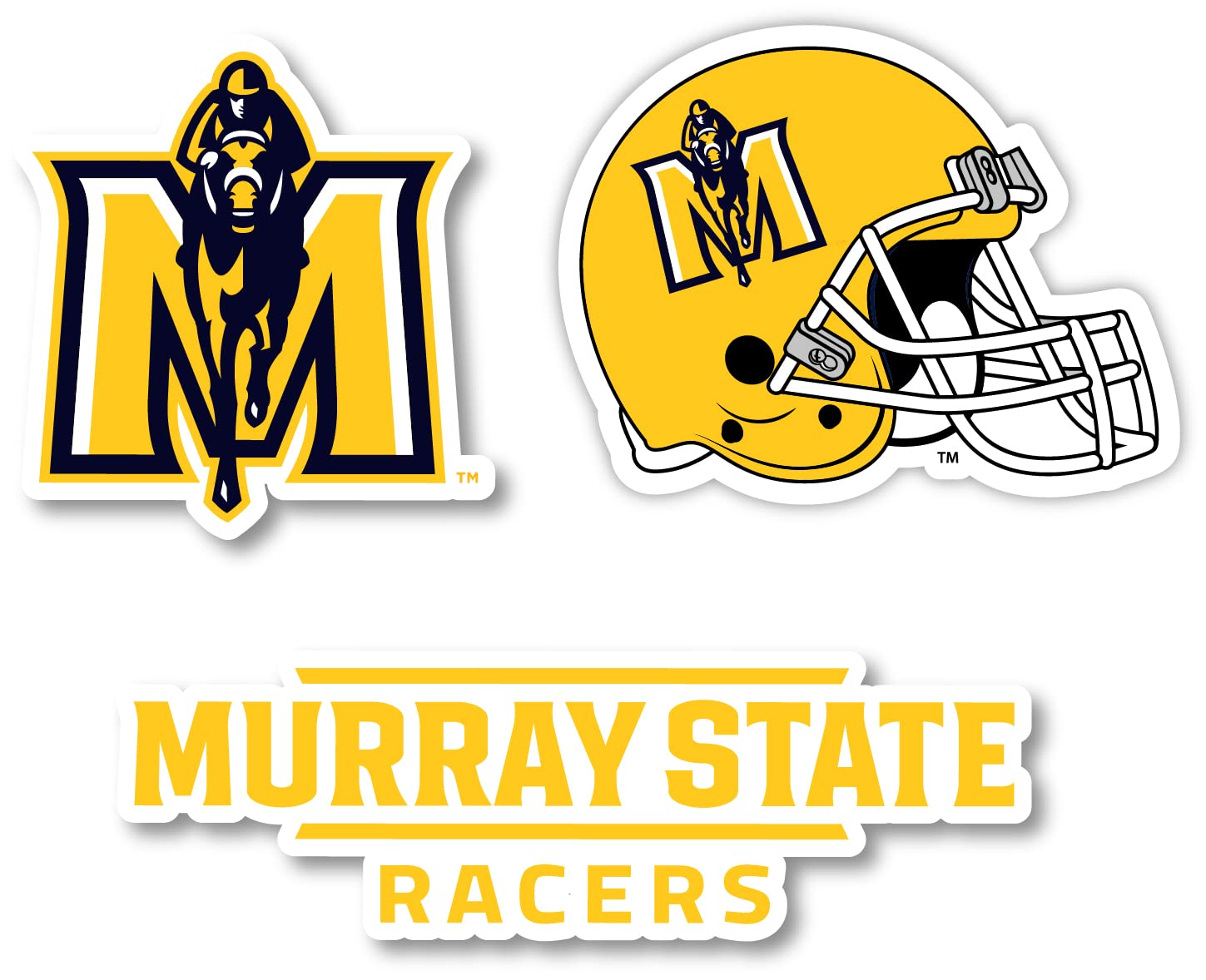 Murray State University Vinyl Decal Sticker 3 Pack - 4 Inch Each - Officially Licensed Collegiate Decals for Laptops, Cars & Water Bottles