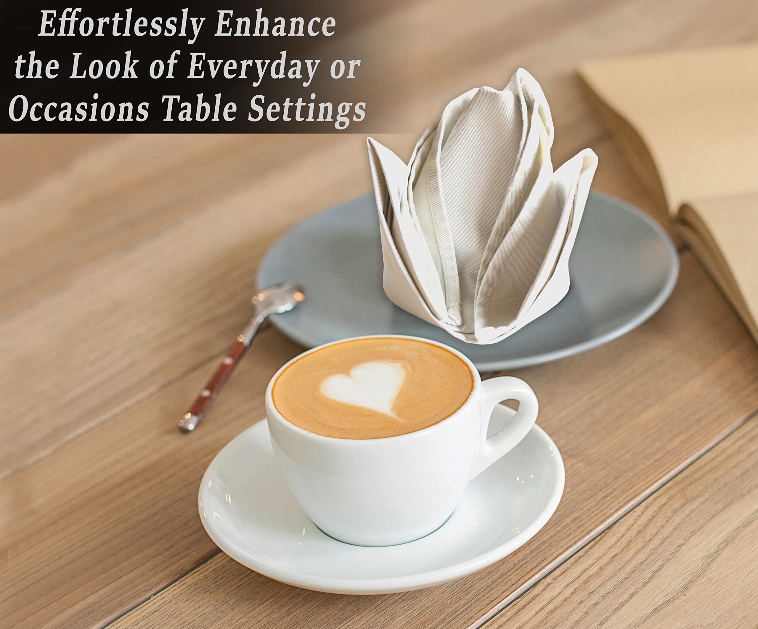 Premium 12-Pack Ruvanti 18x18 Inch Washable Cotton Blend Cloth Napkins - Soft, Durable & Highly Absorbent for Restaurants, Weddings & Dinner Parties (Ivory/Cream) | Elegant Table Linens for Fine Dining & Special Occasions