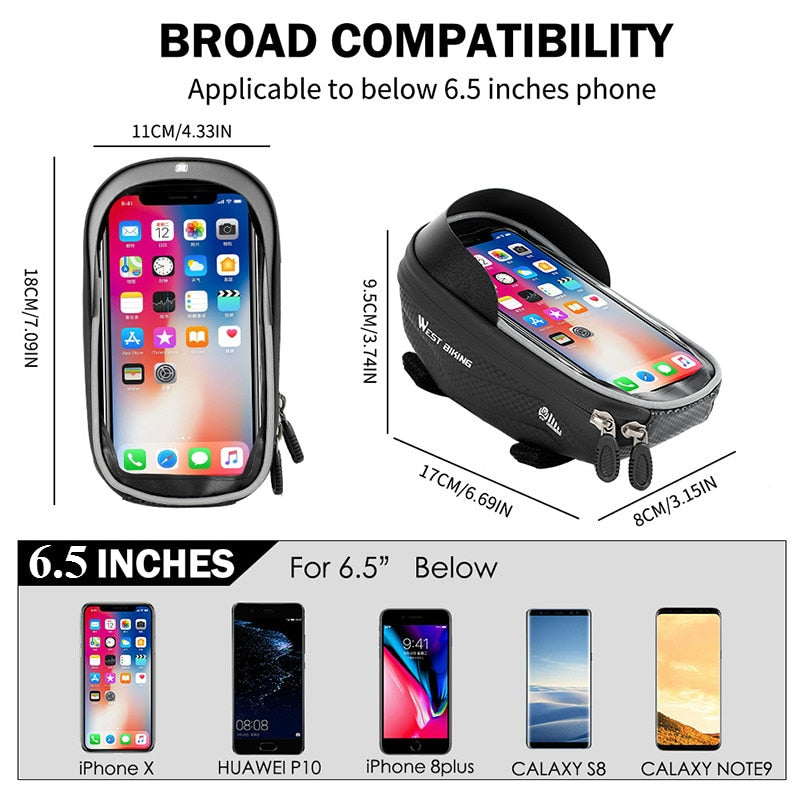 Premium EVA Waterproof Bicycle Top Tube Bag - Touchscreen Phone Pouch for 6.0-7.2 Inch Smartphones | Perfect for Cycling, Commuting & Outdoor Adventures