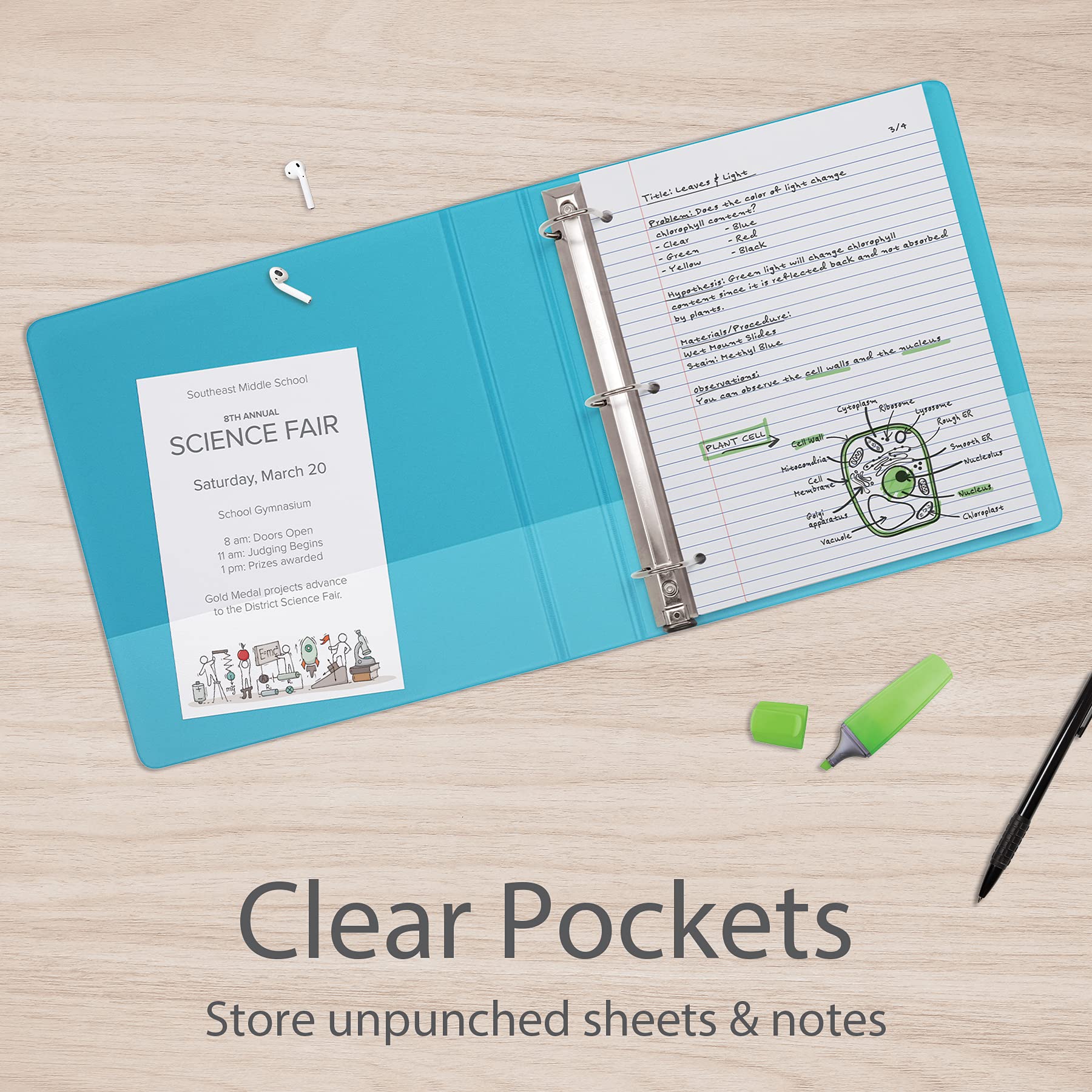 Oxford 3 Ring Binders 2 Inch - ONE-Touch Easy Open D Rings, Clear View Binder Covers with Durable Hinge, Non-Stick PVC-Free Fashion Colors 4-Pack (79913) - Perfect for School, Office & Home Organization
