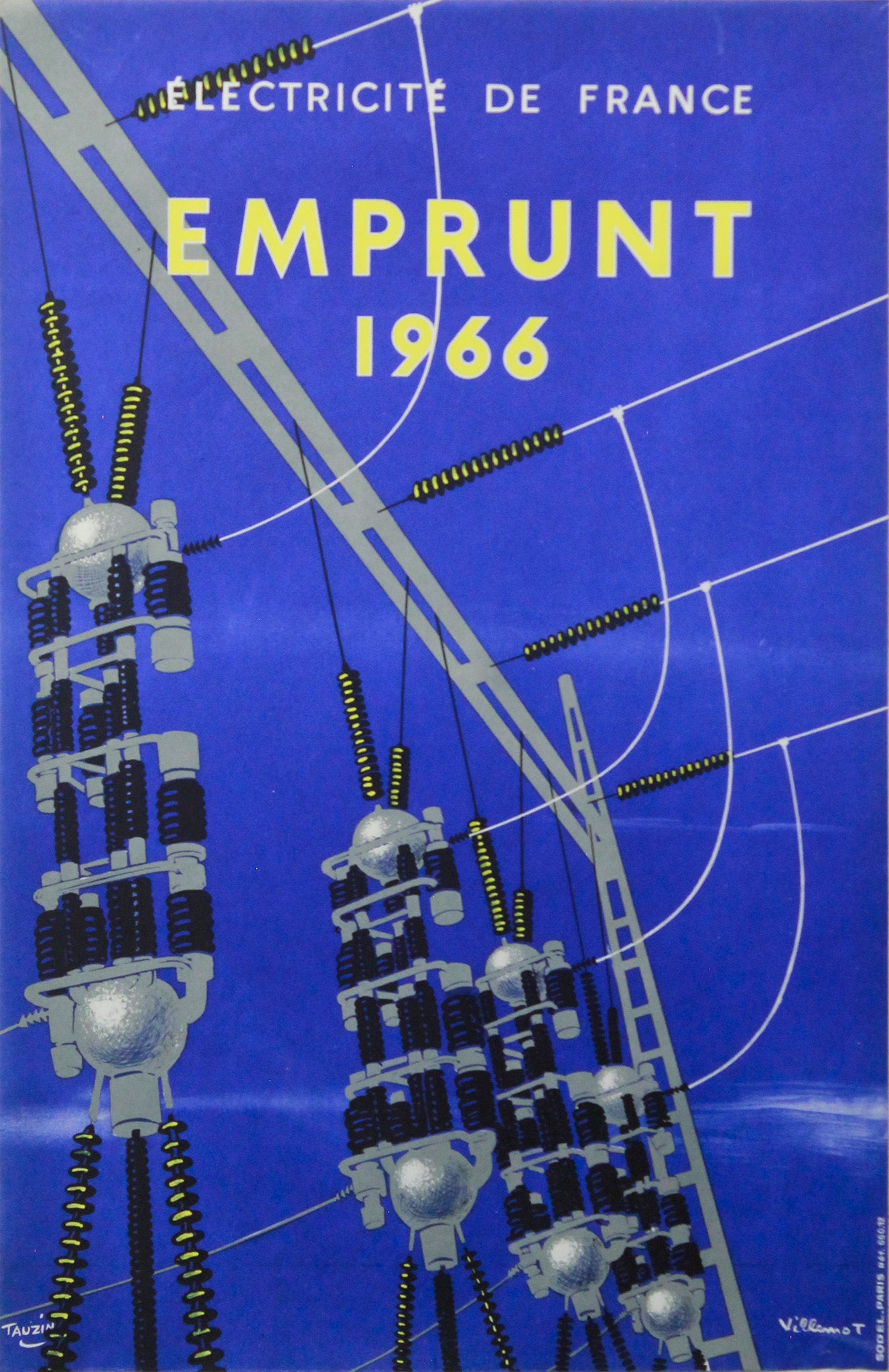 Original 1966 French Vintage Poster - Emprunt Electricité de France by Villemot | Large Size Wall Art for Home Decor, Office & Retro Themed Spaces
