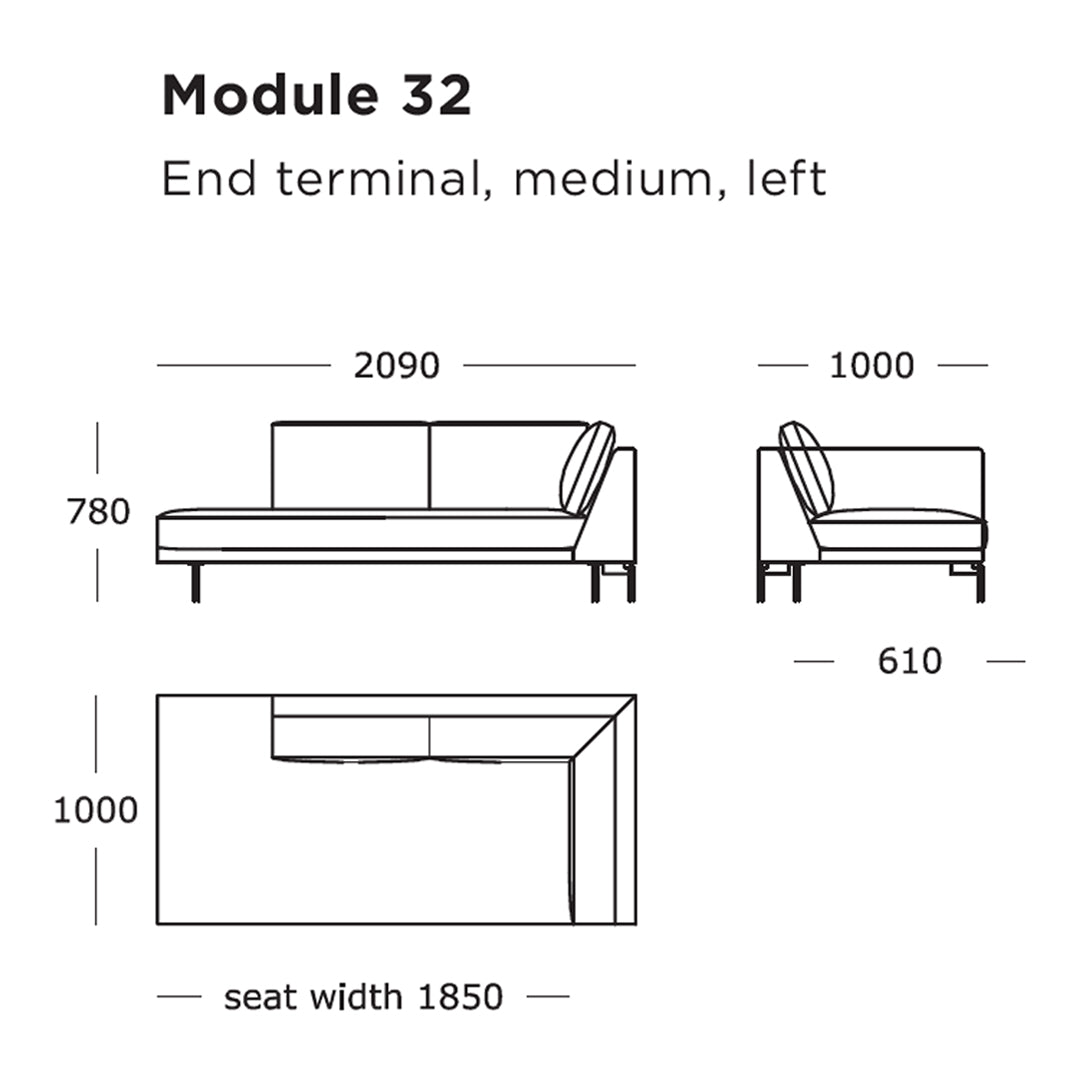 Modular Sofa Set - Edge V1 Contemporary Sectional Couch with 25 & 32 Inch Modules for Living Room, Lounge & Office Spaces
