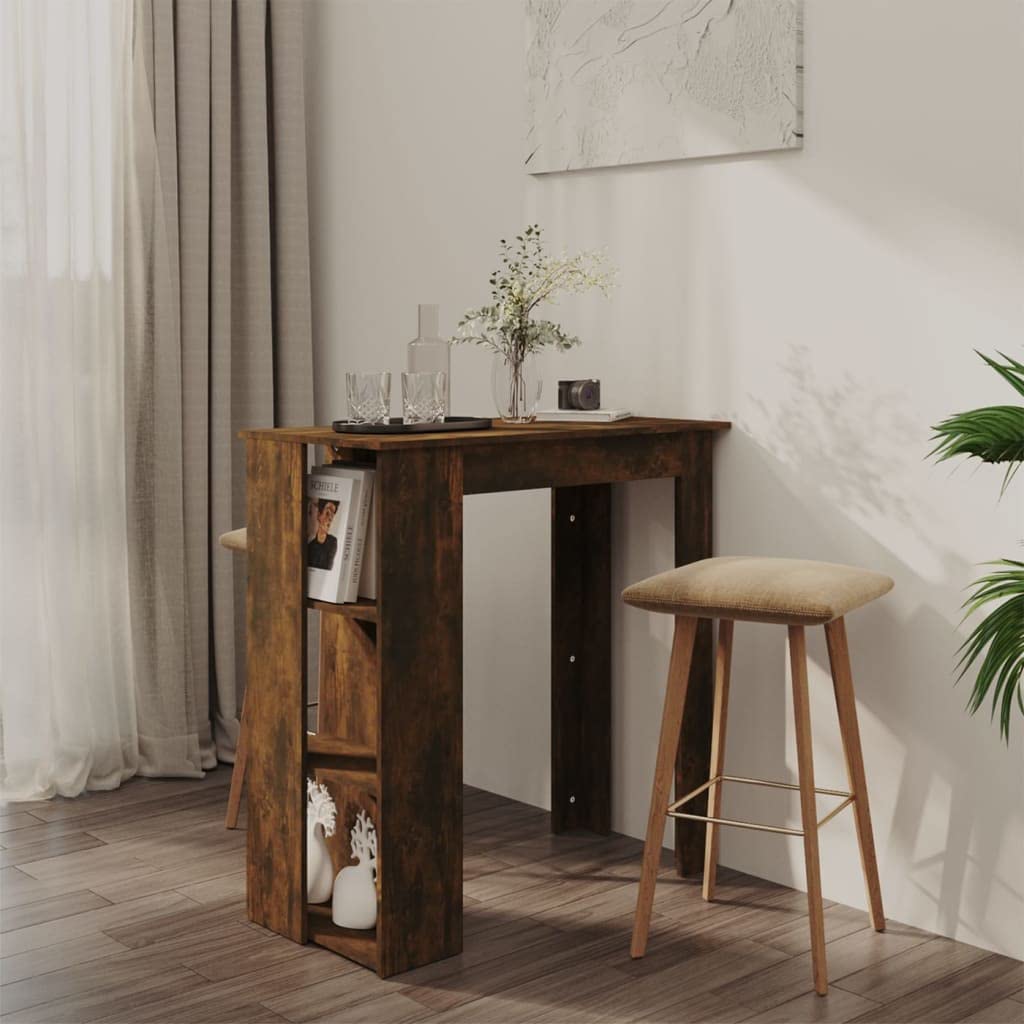 Modern Concrete Gray Bar Table with Storage Rack - 40.2
