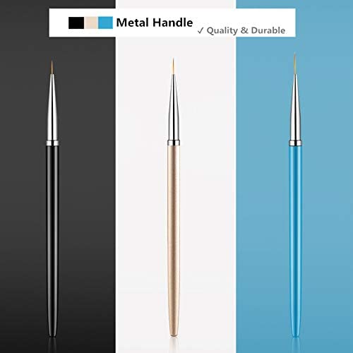 SKINPLUS 3PCS Professional Nail Art Liner Brushes Set for UV Gel & Acrylic Nails - Fine Detail Painting & Drawing Pens (7mm/9mm/11mm) - Perfect for Salon, Home Manicure & Nail Art Designs