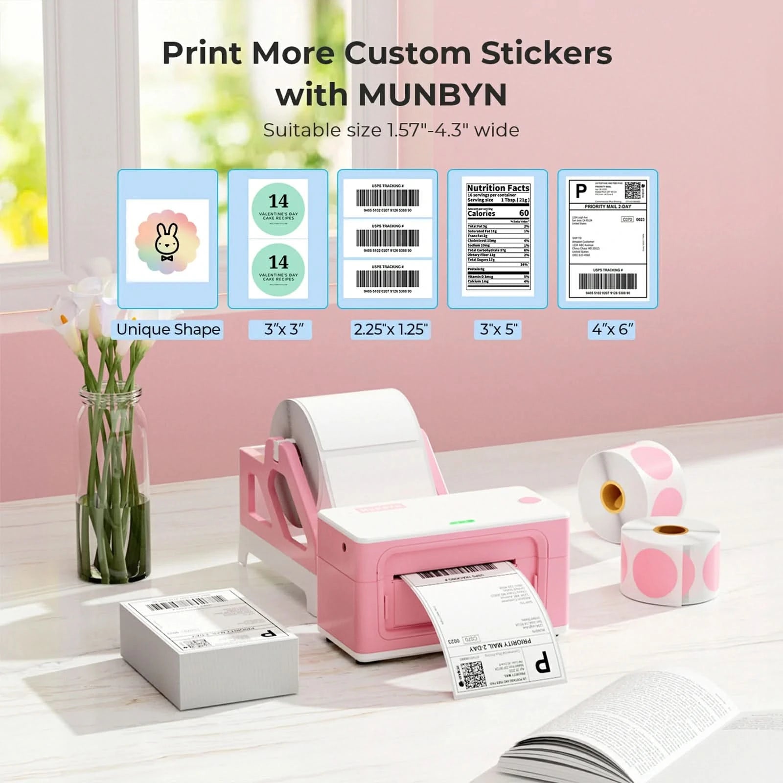 MUNBYN RealWriter 941B Wireless Bluetooth Thermal Label Printer for Shipping, Packaging & Inventory - Compatible with Shopify, eBay, Amazon FBA & Etsy Sellers