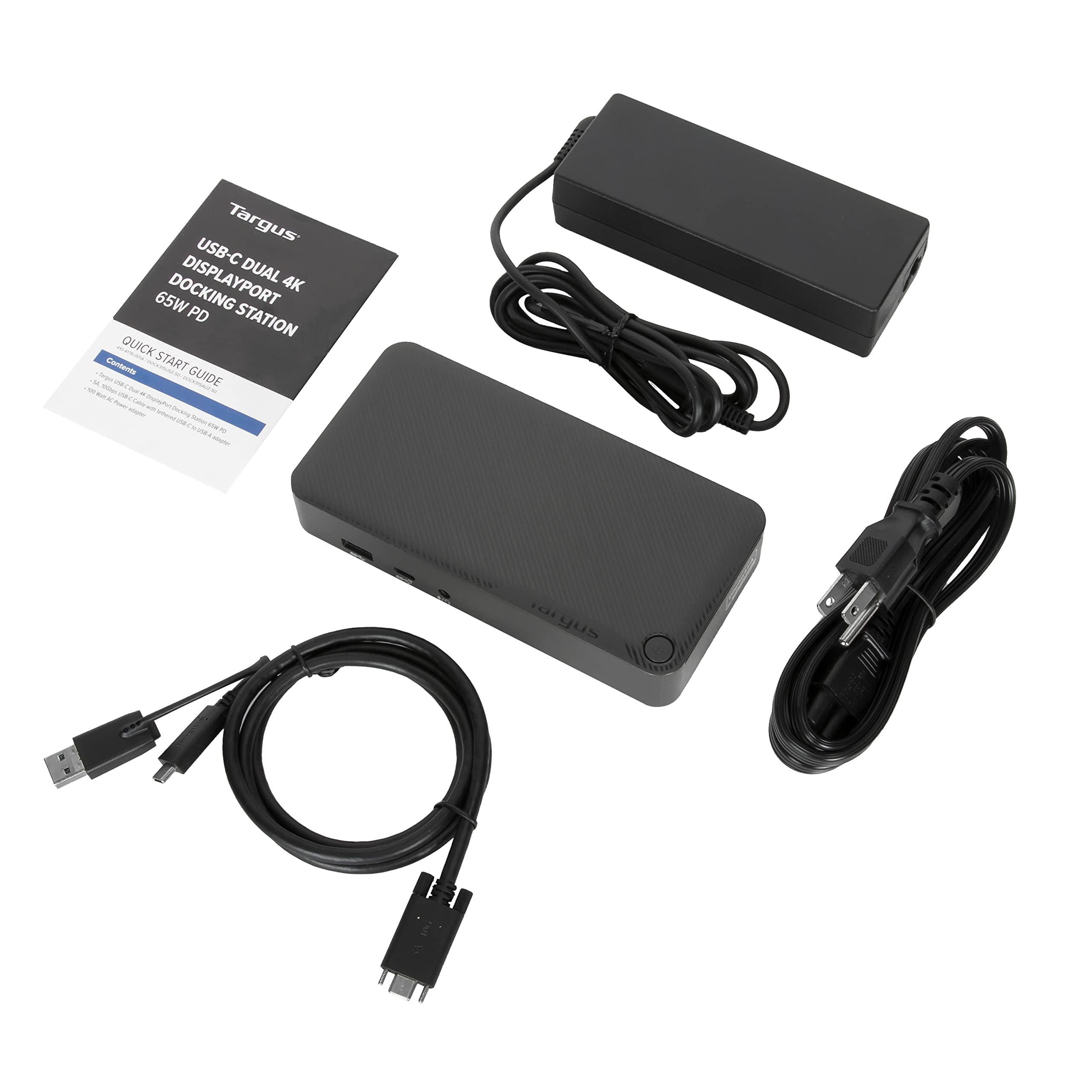 Targus USB-C Dual 4K DisplayPort Docking Station (DV4K) with 65W Power Delivery & 5Gbps Data Transfer - Ideal for Home Office, Remote Work & Multi-Monitor Setup