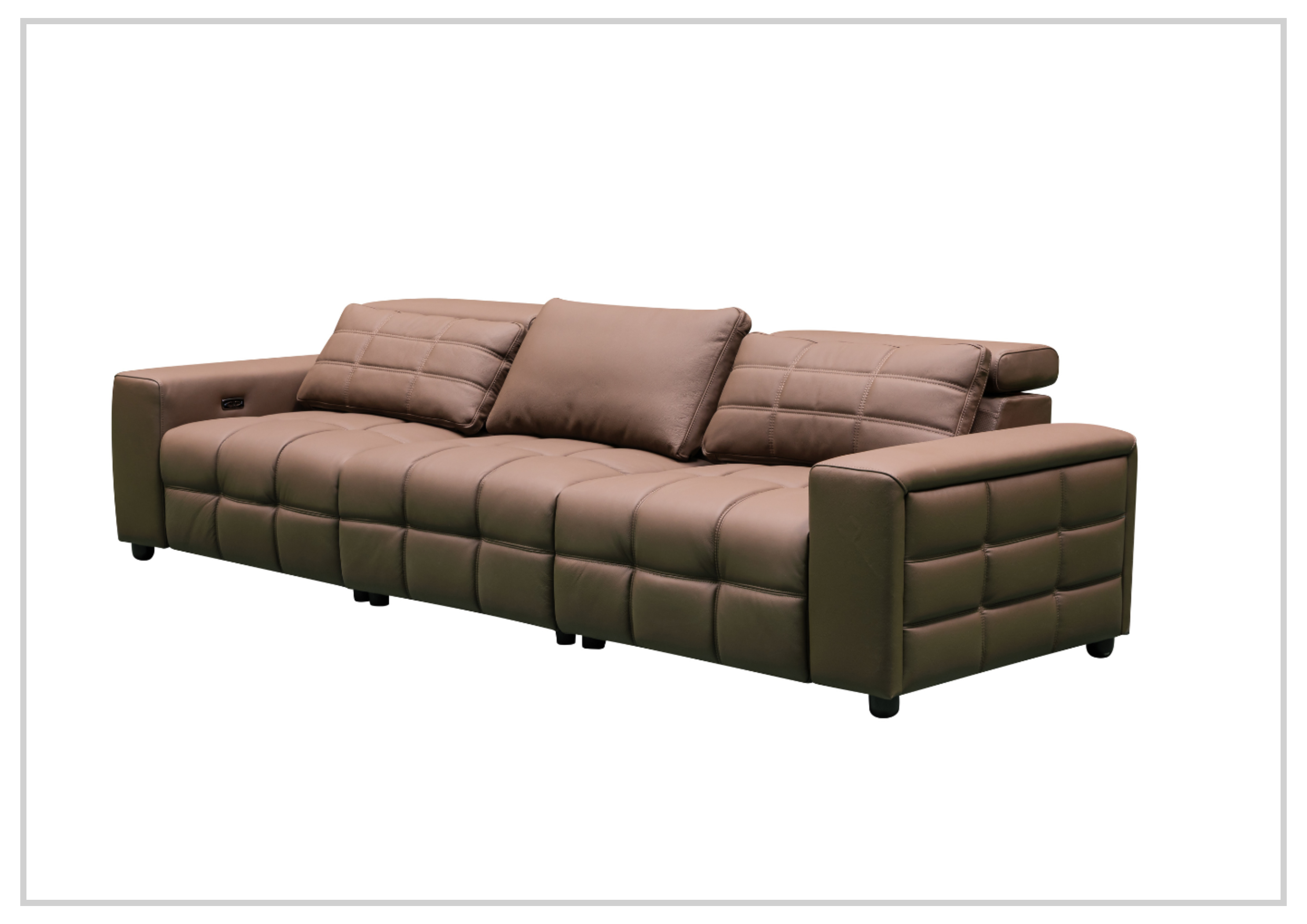 Klaussner Orlano 3-Seater Brown Leather Power Reclining Sofa - Comfortable Electric Recliner for Living Room, Home Theater & Family Room Relaxation