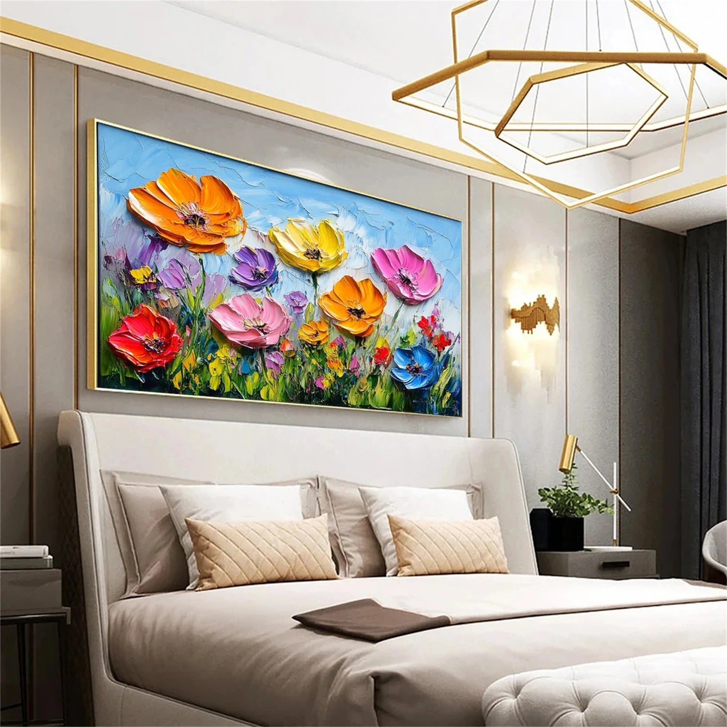 Beautiful Flower and Tree Painting #FT122 - Handmade Canvas Art for Home Decor, Living Room, Bedroom & Office Wall