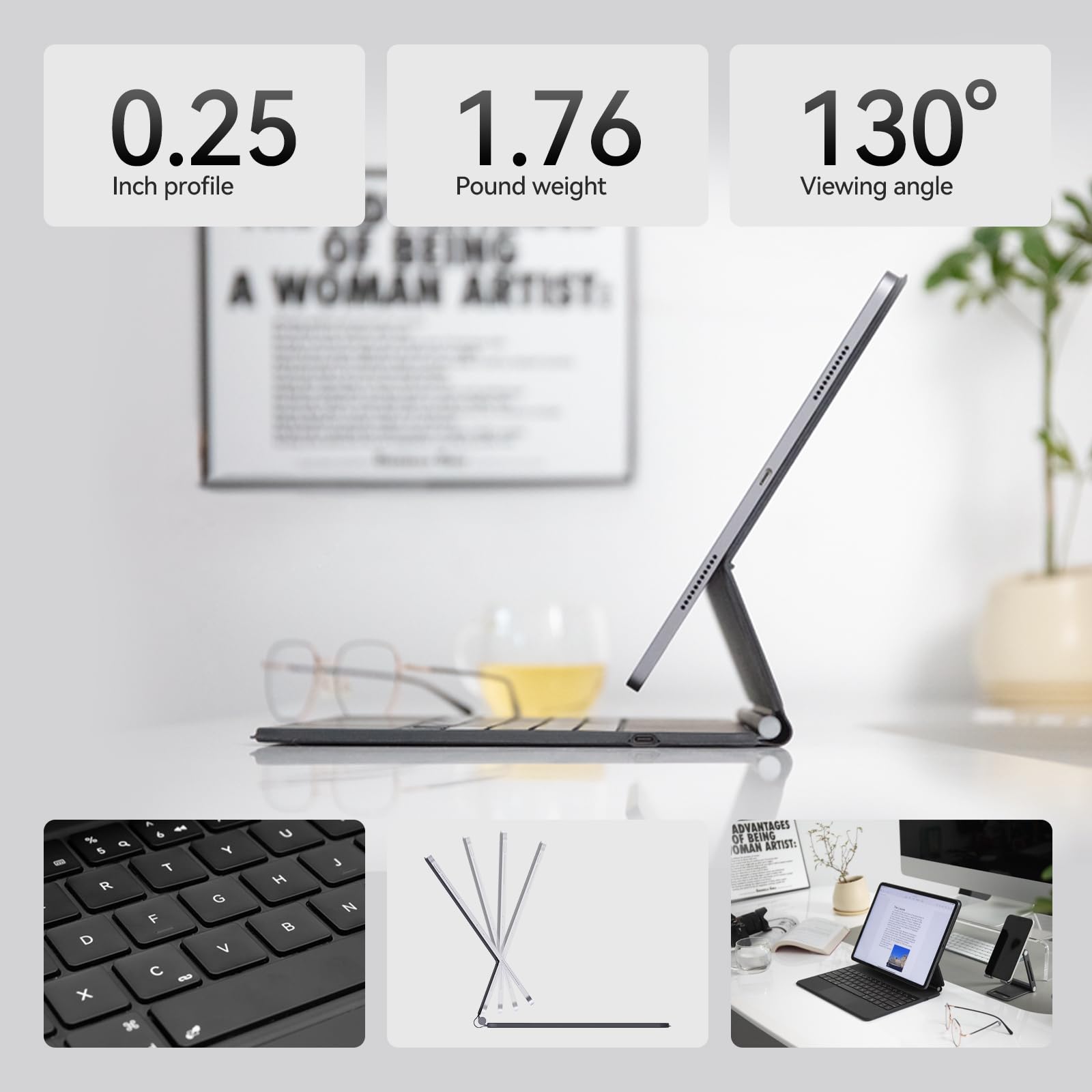 Magnetic Bluetooth Keyboard Case for iPad Air 13-inch (M3/M2, 2025/2024) & iPad Pro 12.9-inch (3rd/4th/5th/6th Gen) with Smart Trackpad - Floating Magic-Style Design, Easy-Set Cantilever Stand - Perfect for Work, Study, and Travel