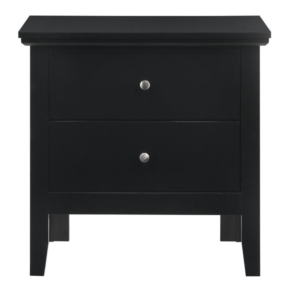 Glory Furniture Primo 2-Drawer Nightstand in Black - Modern Bedside Table for Bedroom Storage & Organization