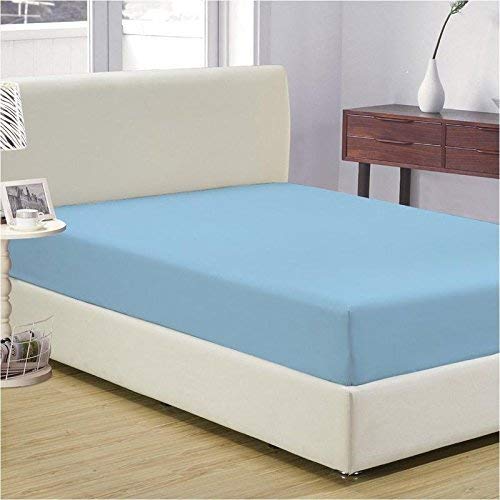 Luxurious 800 Thread Count Egyptian Cotton Fitted Sheet Queen Size (60x80 Inches) - Deep Pocket 21-23 Inches, Italian Finish, Light Blue Solid - Perfect for Master Bedroom, Guest Room & Luxury Hotels