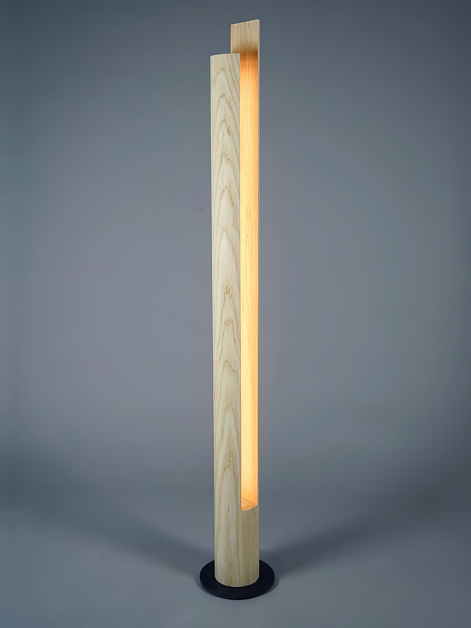 Modern Cylindrical Wooden Column Floor Lamp - Stylish Home & Office Lighting for Living Room, Bedroom, or Study
