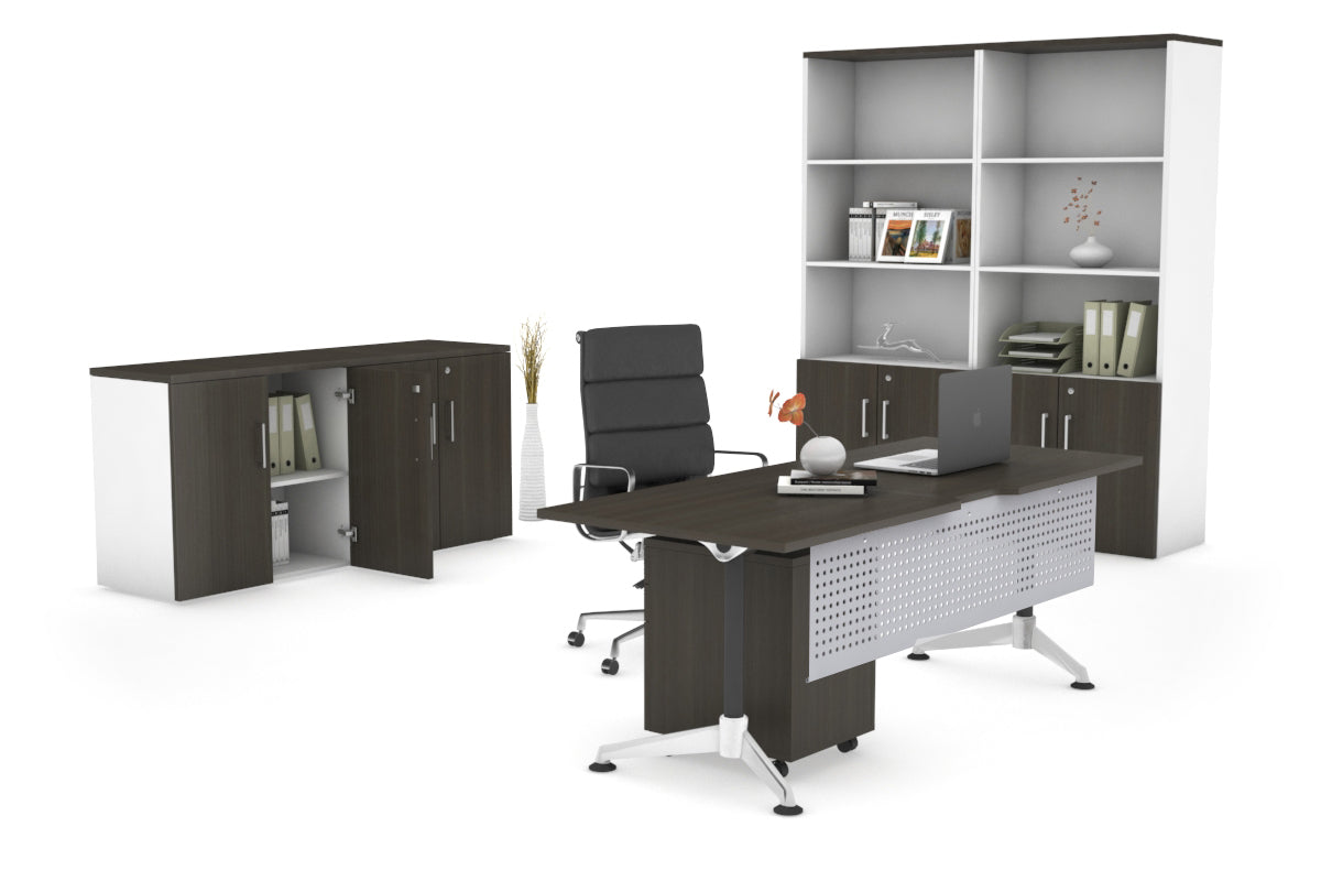 Premium Executive Office Desk Blackjack - 1800L x 800W with Cable Management Scallop - Modern Large Workstation for Home Office & Corporate Spaces
