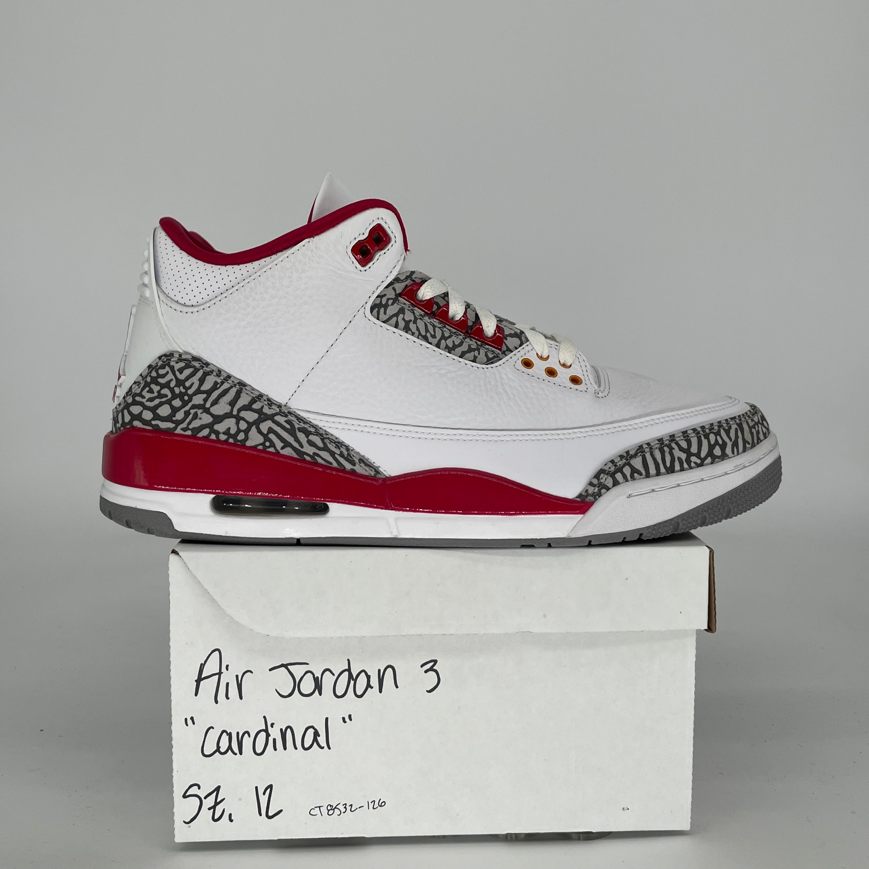AIR JORDAN 3 Cardinal Red Retro Basketball Shoes Men's Size 12 (CT8532-126) - Perfect for Sneaker Collectors & Streetwear Fashion