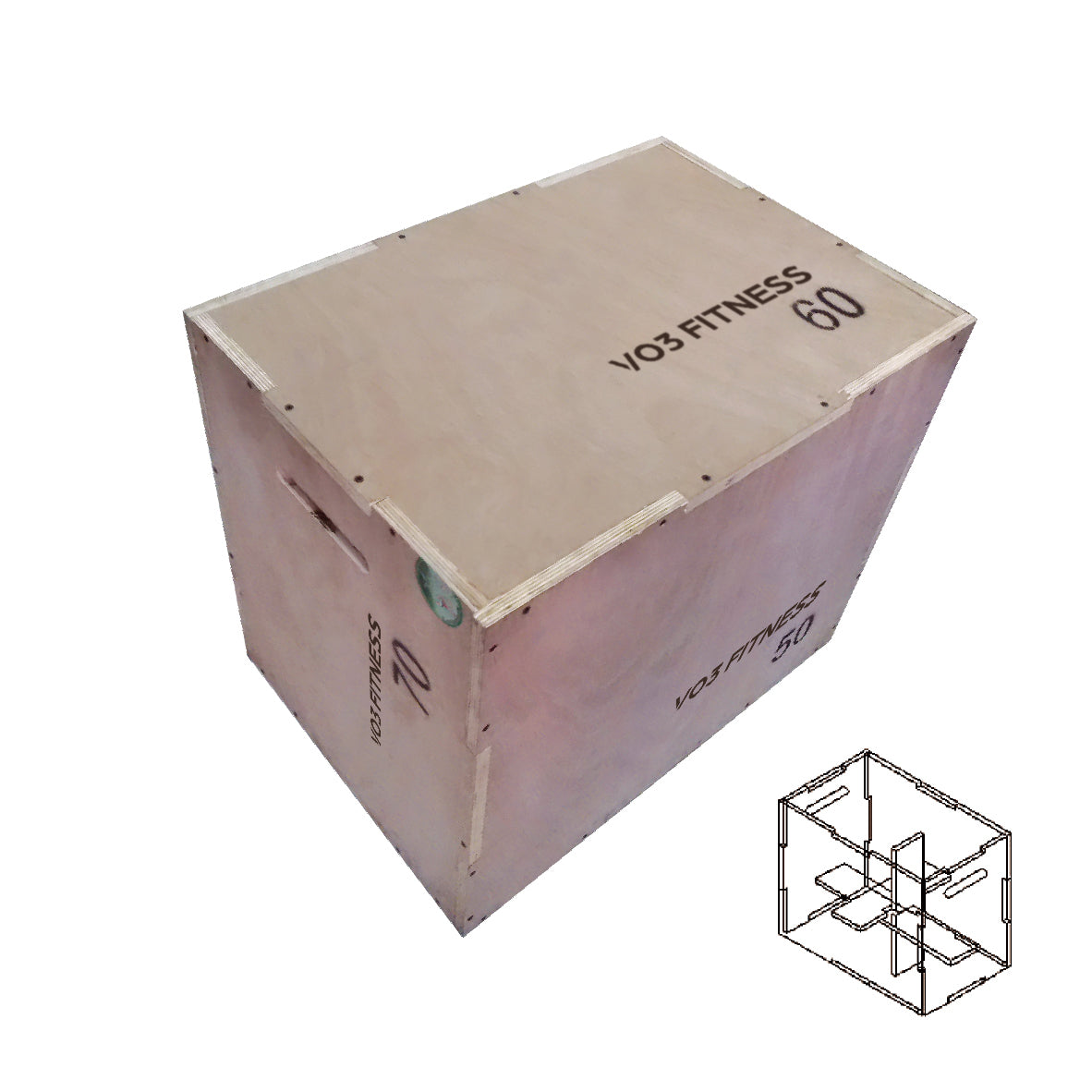 VO3 Wooden Plyo Box for CrossFit, Home Gym & Workout - Adjustable Height Exercise Box for Jump Training, Step Ups & Fitness Routines