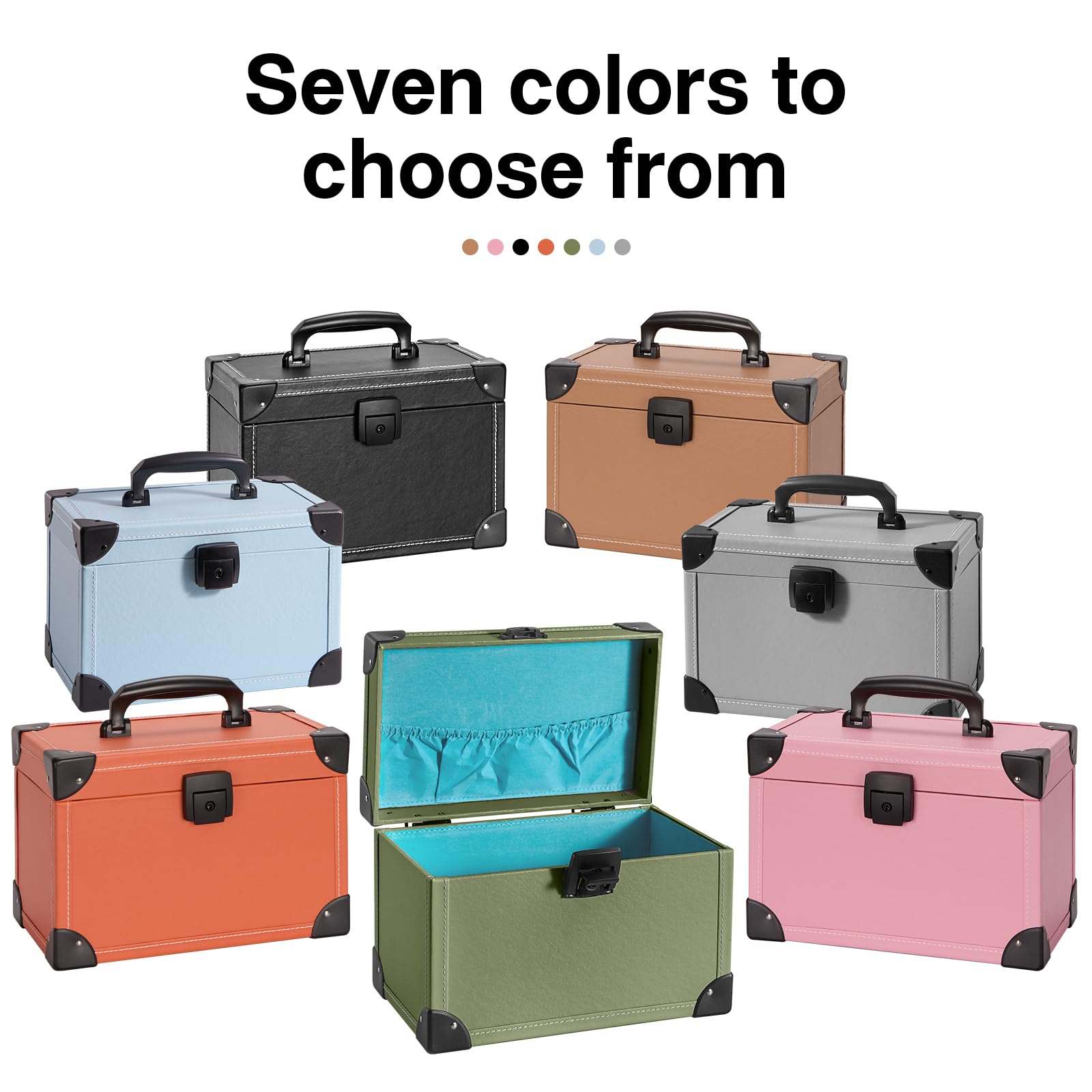 11.2 x 6.9 x 7.5 Inch Childproof Medicine Lock Box with Key - Portable Blue Medication Organizer & Secure Storage Case - Perfect for Home, Travel, and Child Safety