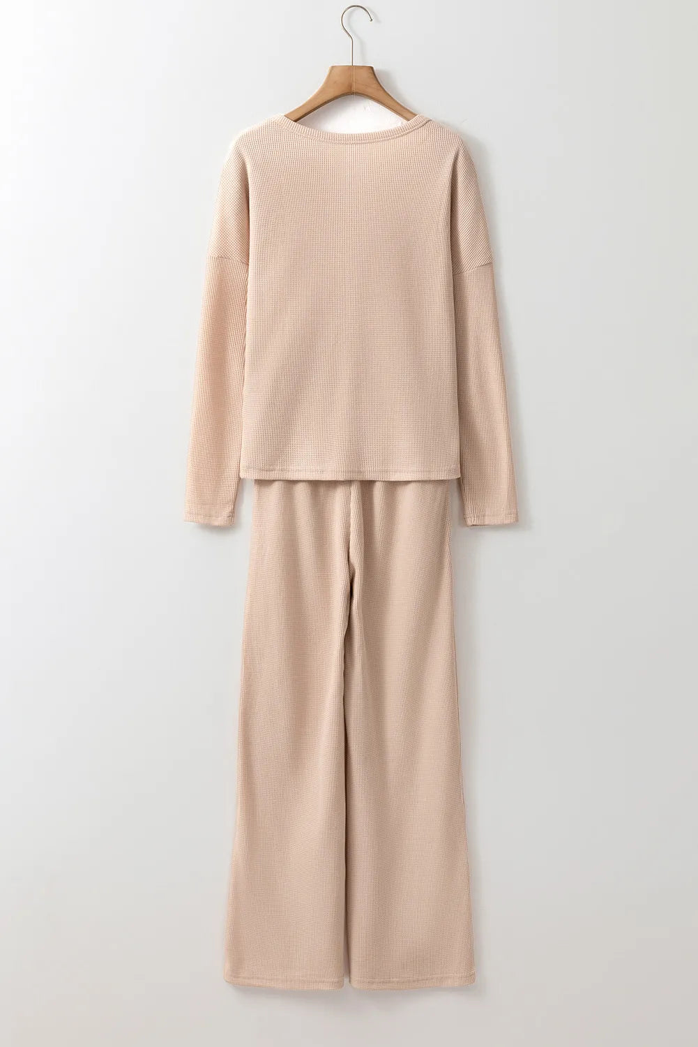 Women's Soft Round Neck Long Sleeve Top & Drawstring Pants Lounge Set - Comfortable Loungewear for Home, Yoga, and Relaxation