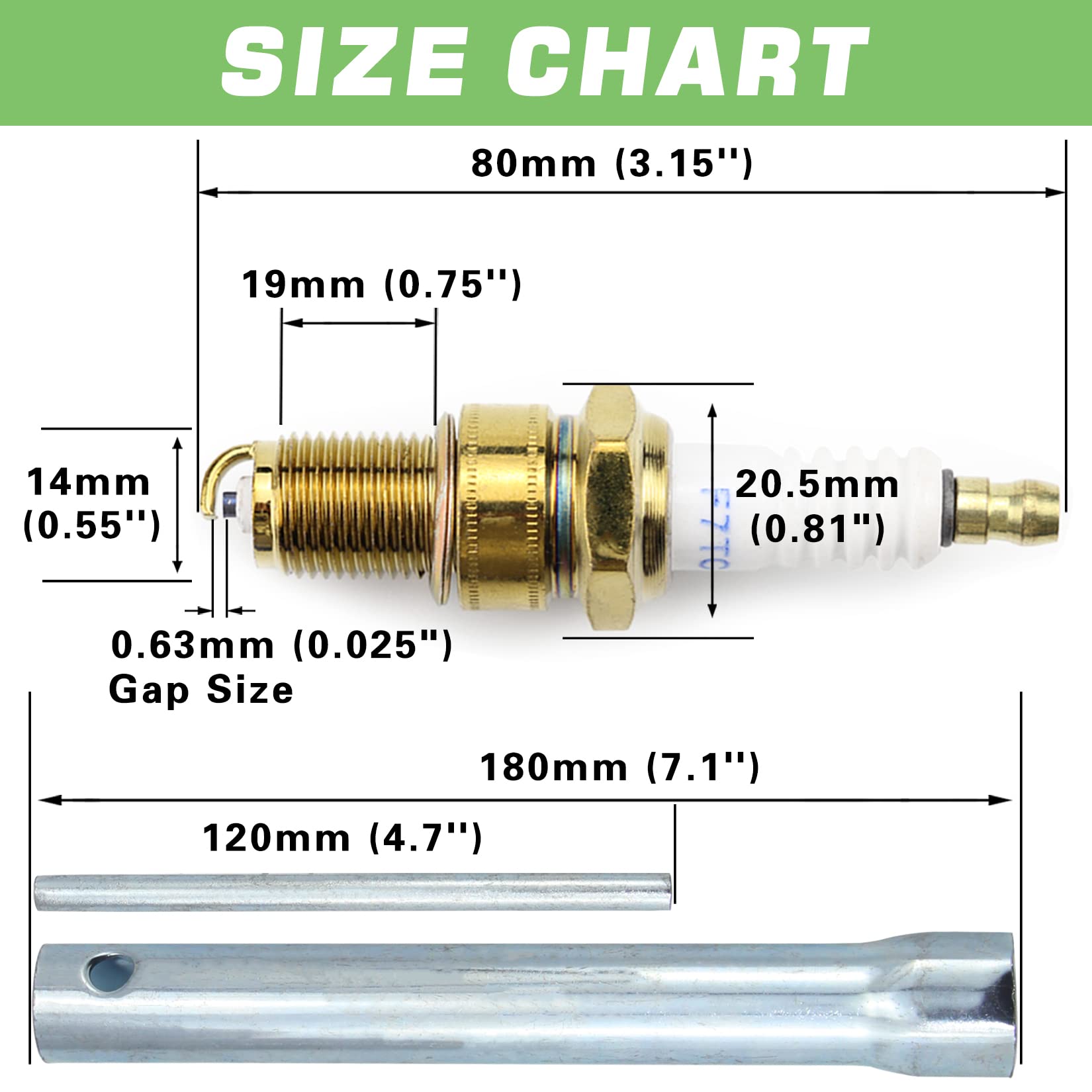 4pcs F7TC Spark Plugs Compatible with GX120 GX160 GX200 GX240 GX270 GX340 GX390 Engines - Includes Wrench - Ideal for 4-Stroke Generators, Lawn Mowers, Chainsaws, Tractors, Water Pumps, Rototillers, Go Karts & Mini Bikes