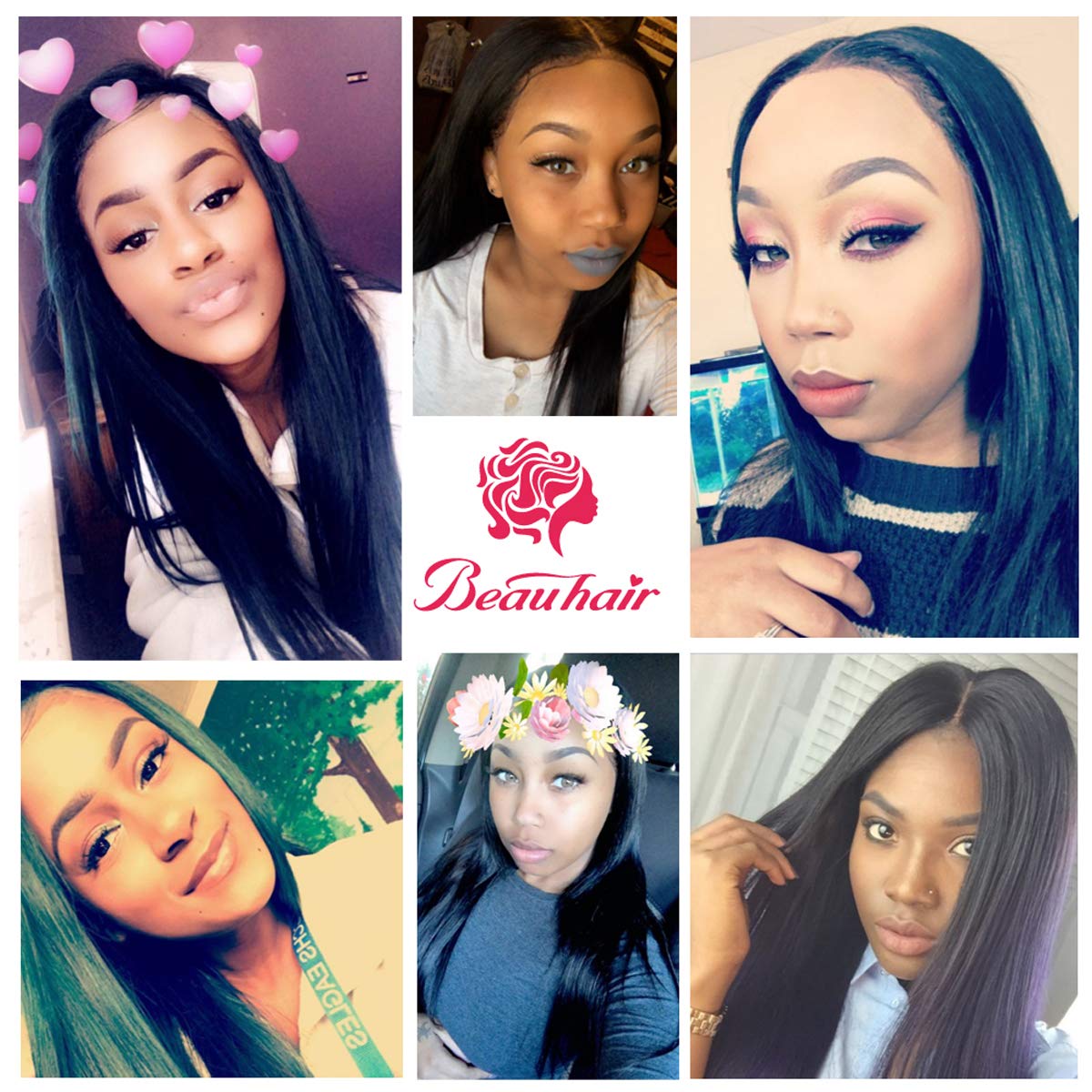 100% Brazilian Straight Virgin Human Hair Bundles with Lace Closure (22