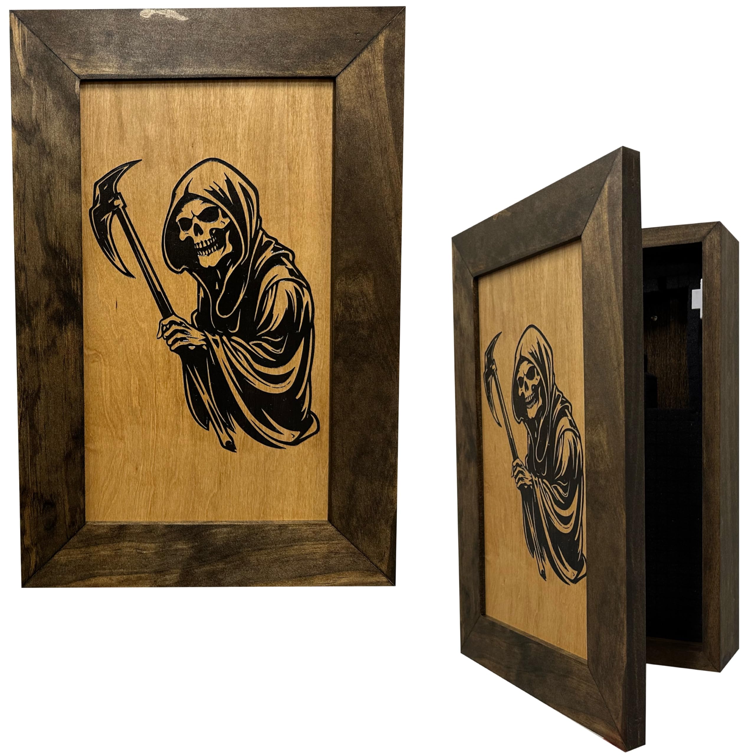 Grim Reaper Hidden Gun Safe - Secure Concealed Handgun Storage Cabinet for Home & Office by Bellewood Designs | Perfect for Bedroom, Closet, or Vehicle Protection