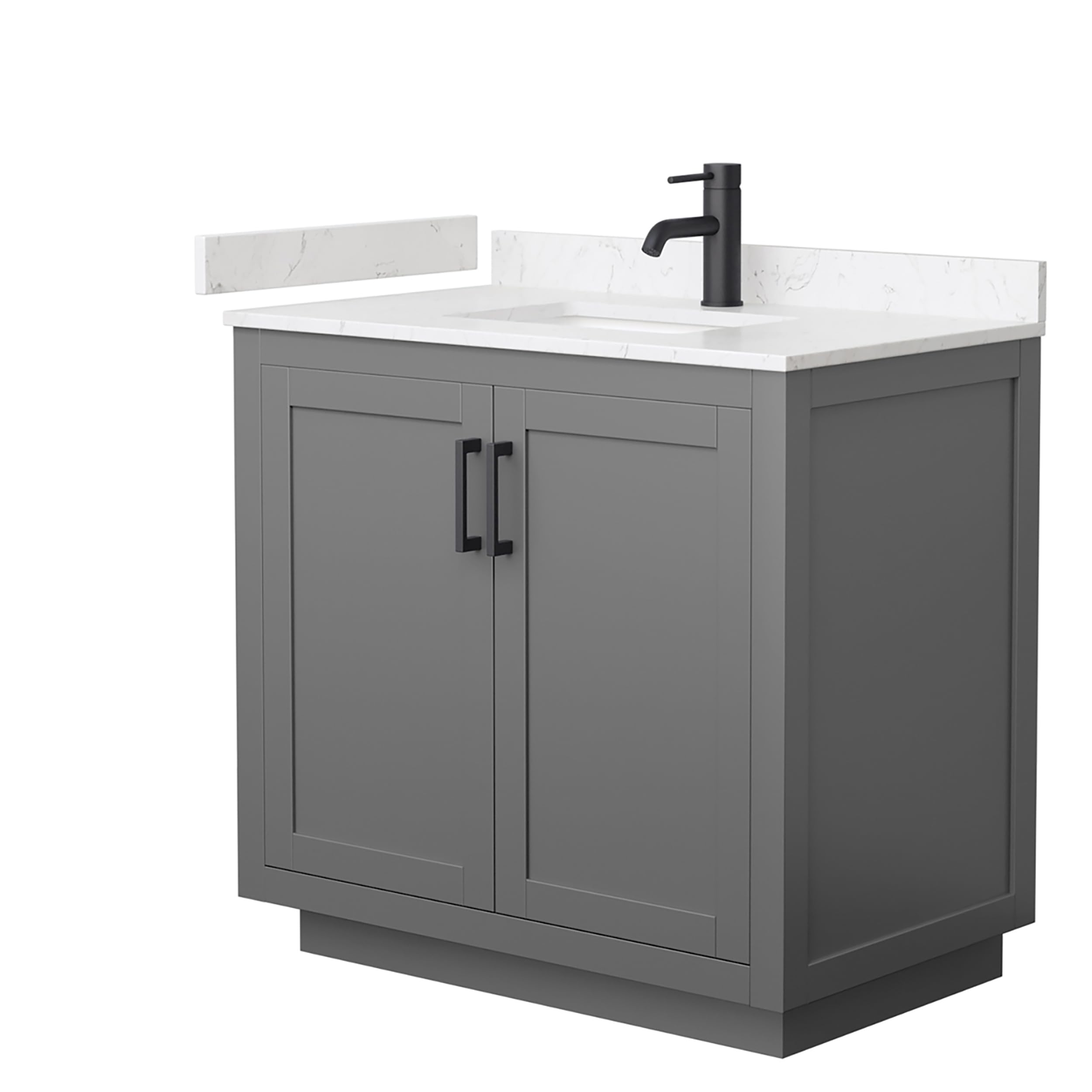 Wyndham Collection WCF292936SGBC2UNSMXX Miranda Vanity Set - Dark Gray Bathroom Vanity with Sink & Mirror for Modern Home Decor | Perfect for Small Bathrooms & Master Suites