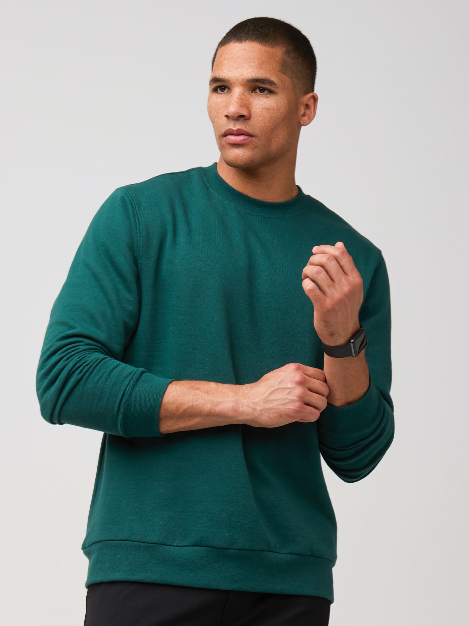 Dark Emerald Green Crewneck Sweatshirt for Men & Women - Soft Cotton Casual Pullover for Everyday Wear & Street Style