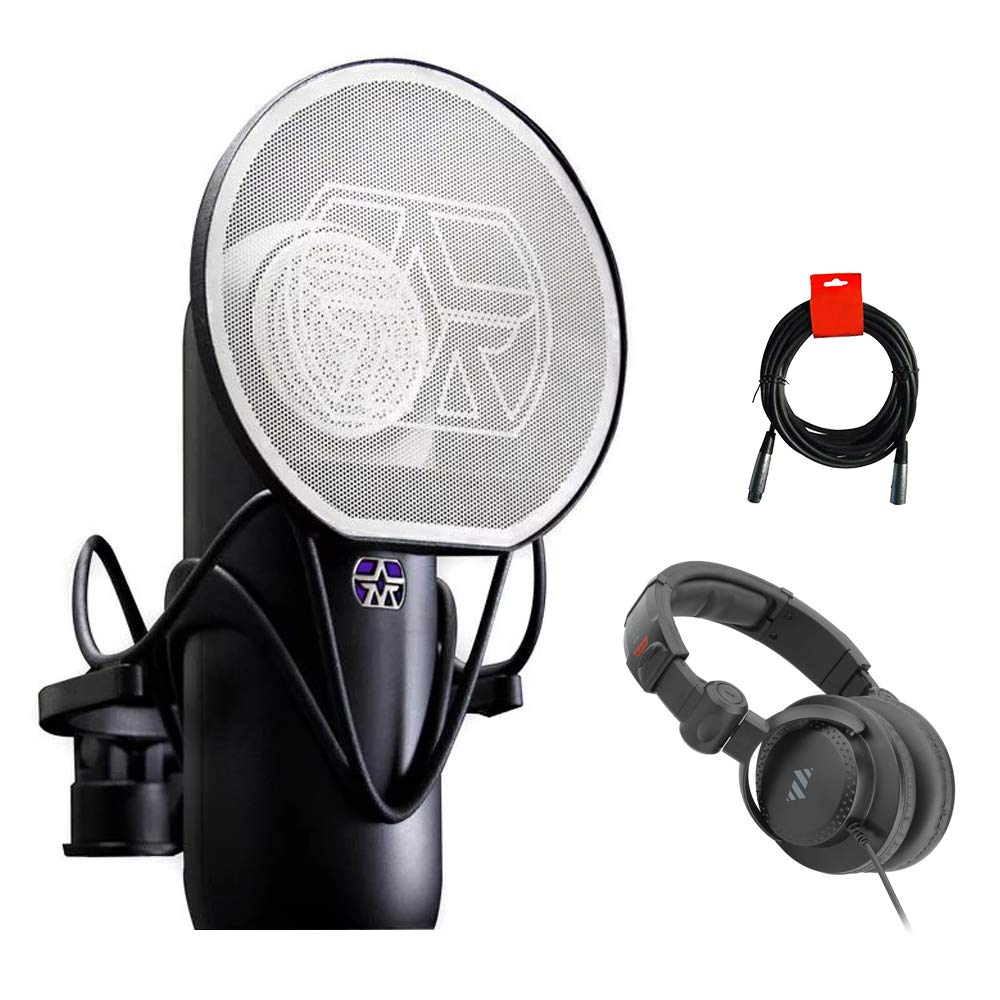 Aston Element Professional Studio Microphone Bundle with Polsen Studio Monitor Headphones & XLR Cable - Perfect for Podcasting, Voice Overs & Home Recording Studios