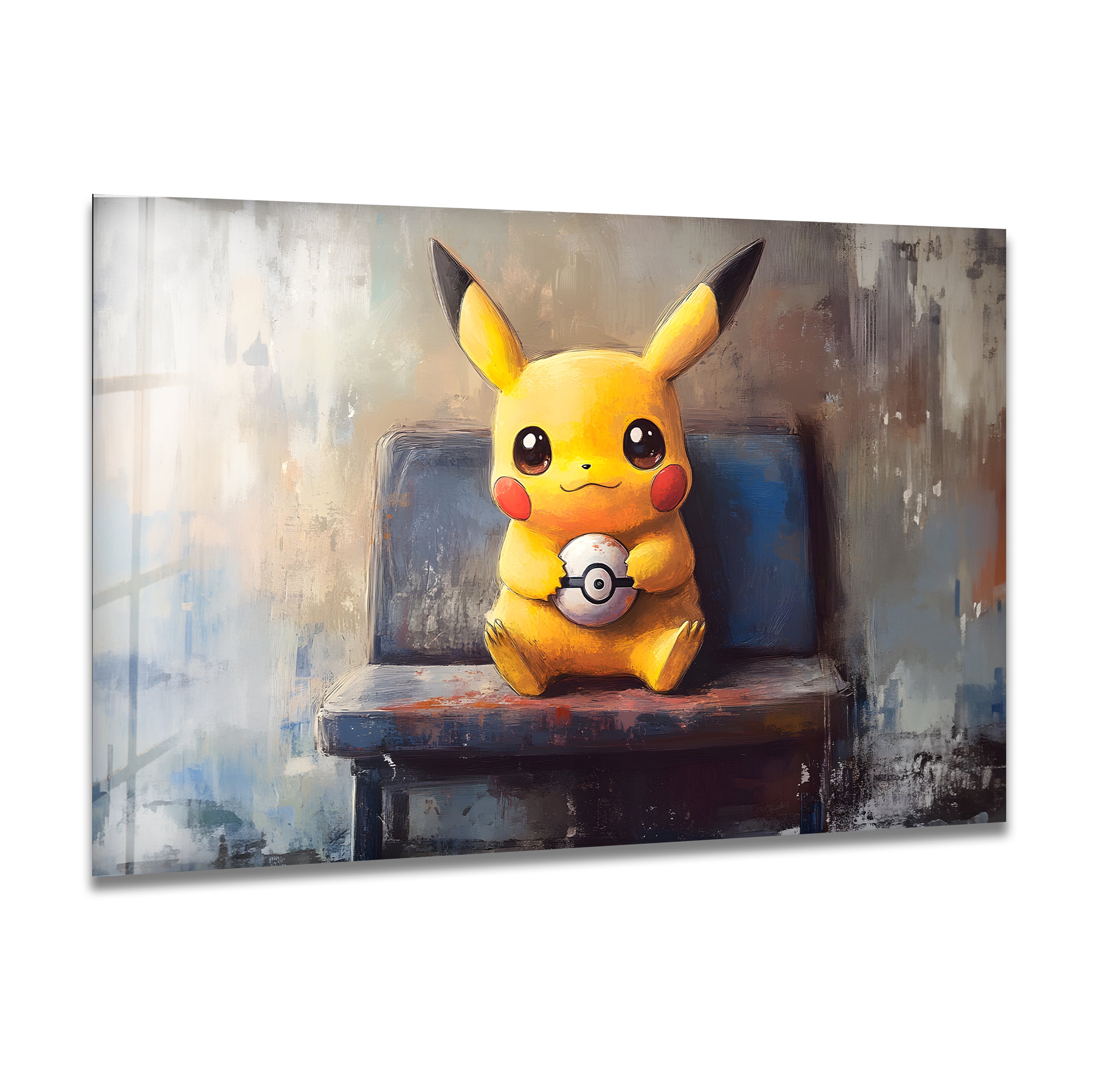 Adorable Baby Pikachu Glass Wall Art - Cute Pokemon Nursery Decor for Kids' Room, Baby Shower Gift & Anime Themed Home Decoration
