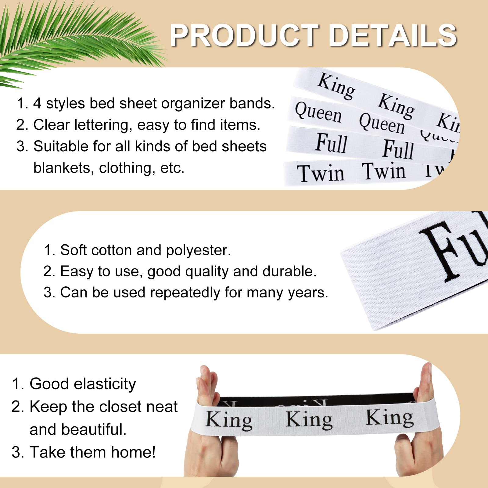 8-Piece Elastic Bed Sheet Straps Organizer Set - Secure & Store King, Queen, Twin & Full Size Sheets - Perfect for Closet, Bedroom, Dorm & Laundry Room Organization (Ideal for Travel & Seasonal Storage)