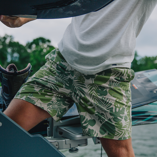 Stretch Printed Poplin Deck Shorts for Men - Comfortable & Stylish Swim Trunks for Beach, Pool, and Summer Outdoor Activities