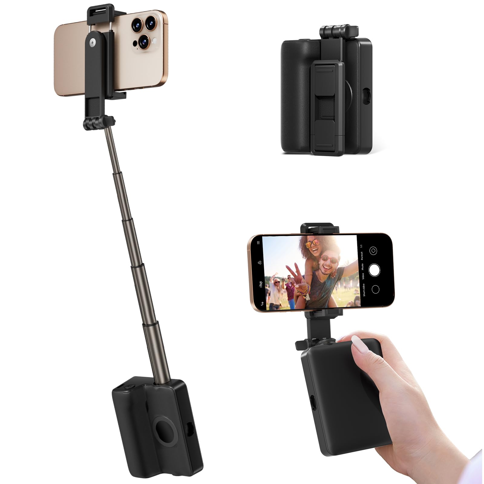 Extendable Wireless Selfie Stick - Compact & Lightweight Phone Tripod for iPhone 16/15 Series & Android - Perfect for Travel, Vlogging & Group Photos (Black)
